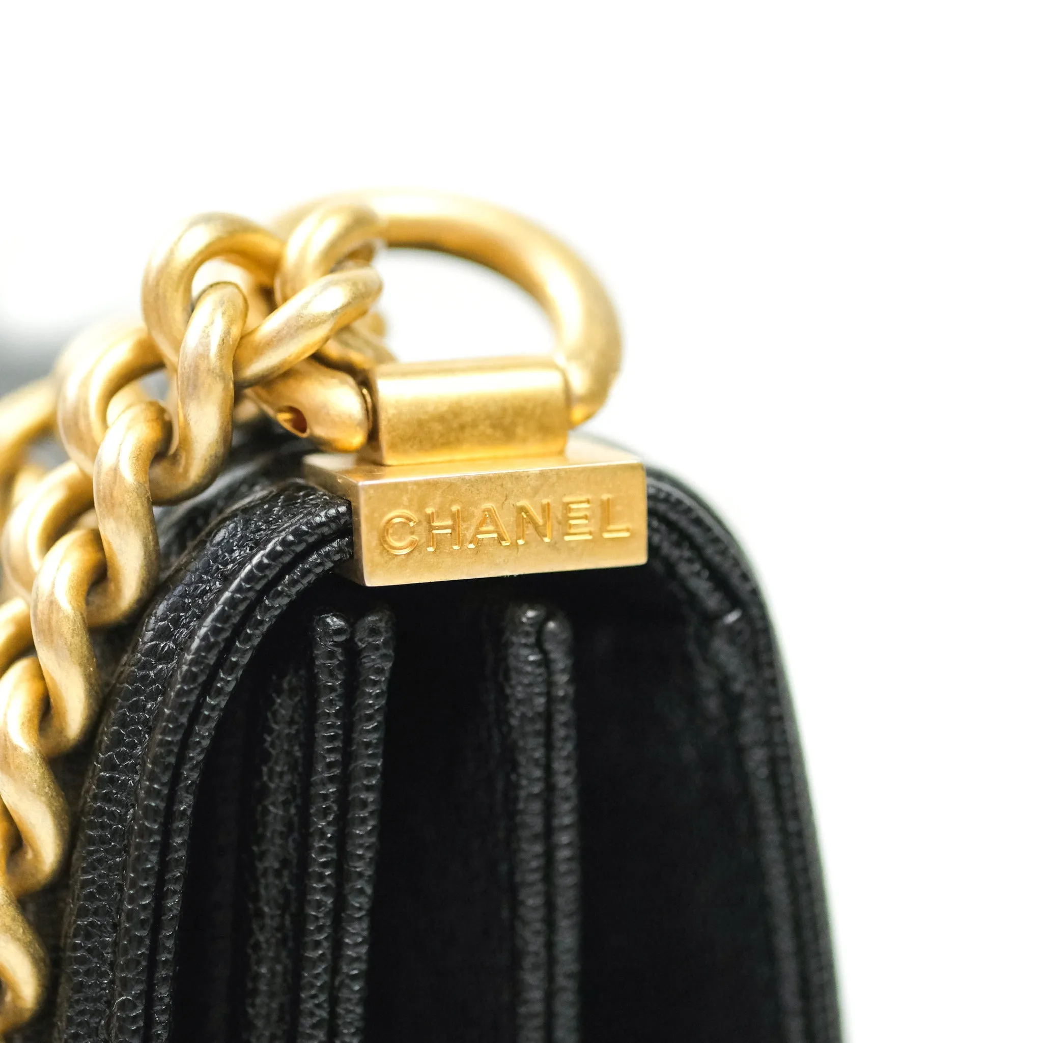 Chanel Quilted North South Boy Flap Black Caviar Gold Hardware