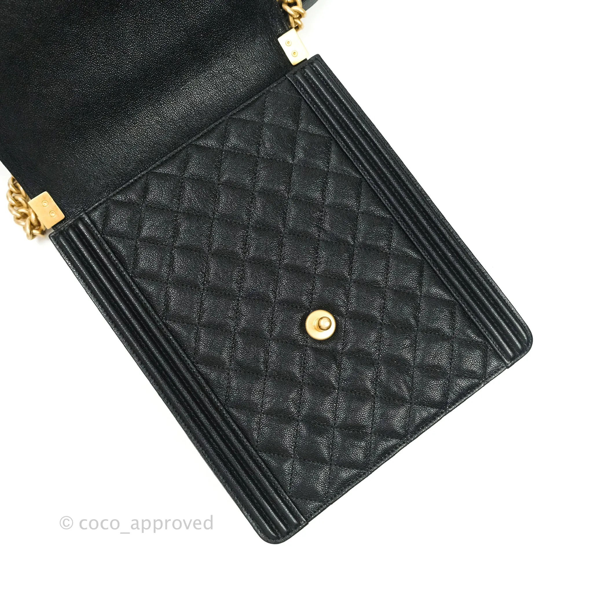 Chanel Quilted North South Boy Flap Black Caviar Gold Hardware