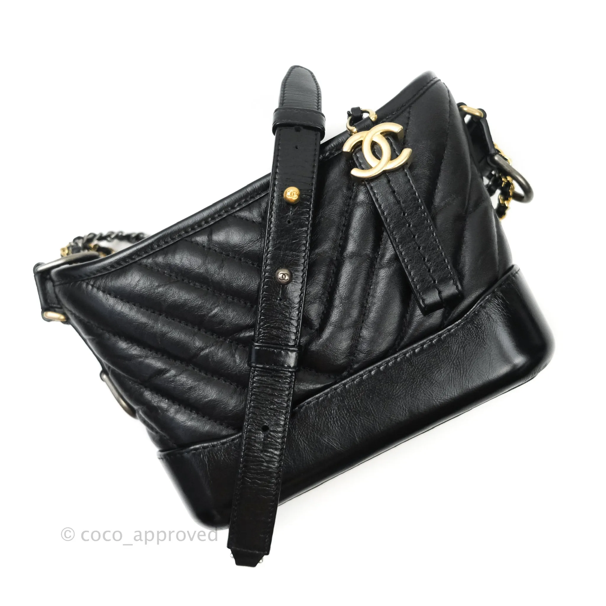 Chanel Quilted Small Aged Calfskin Black Gabrielle Hobo Mixed Hardware