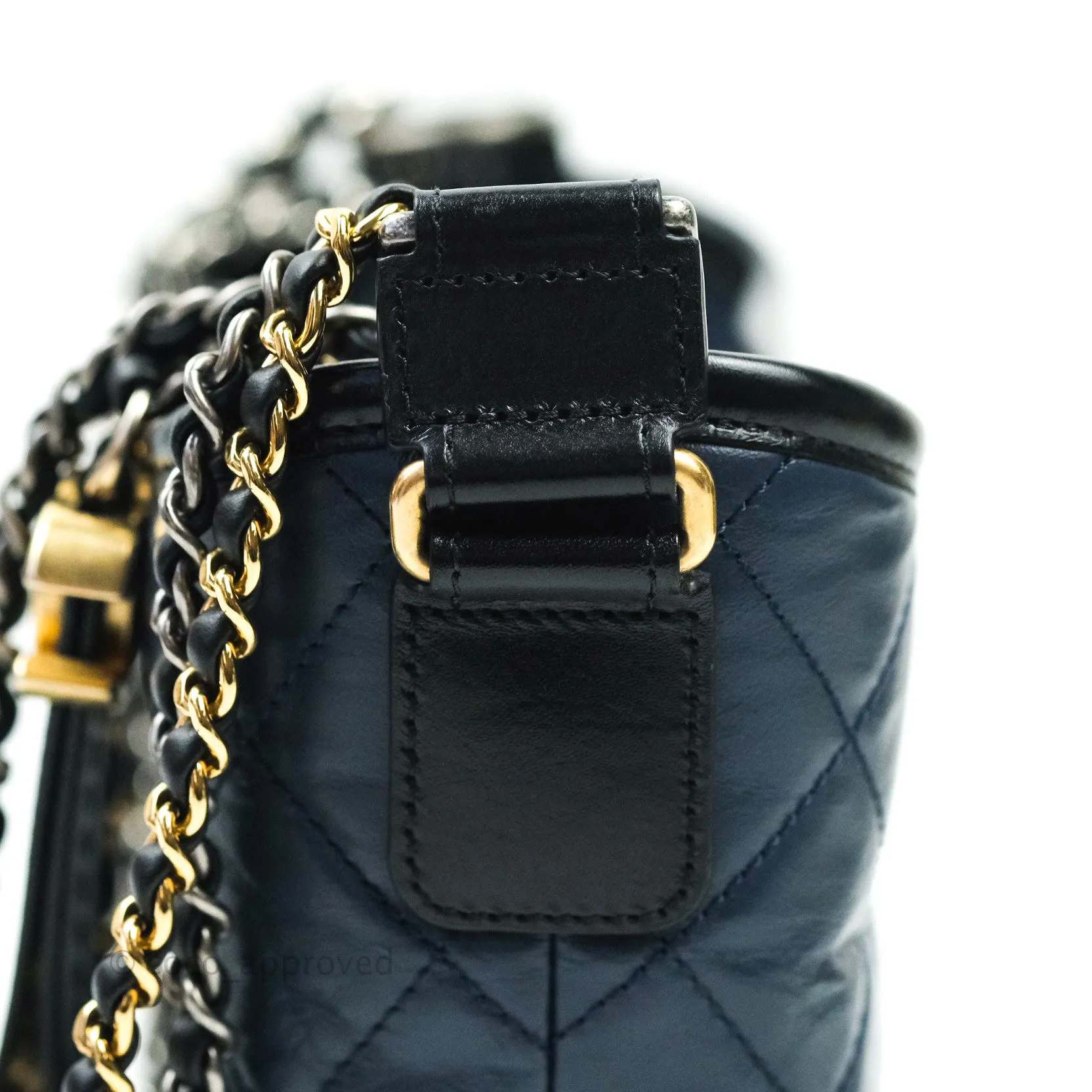 Chanel Quilted Small Aged Calfskin Navy Black Gabrielle Hobo Mixed Hardware