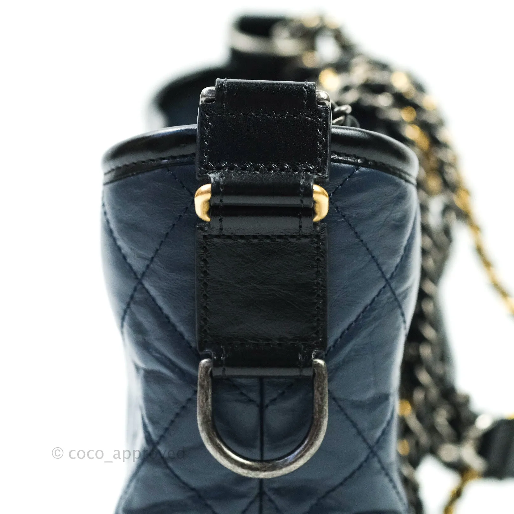 Chanel Quilted Small Aged Calfskin Navy Black Gabrielle Hobo Mixed Hardware