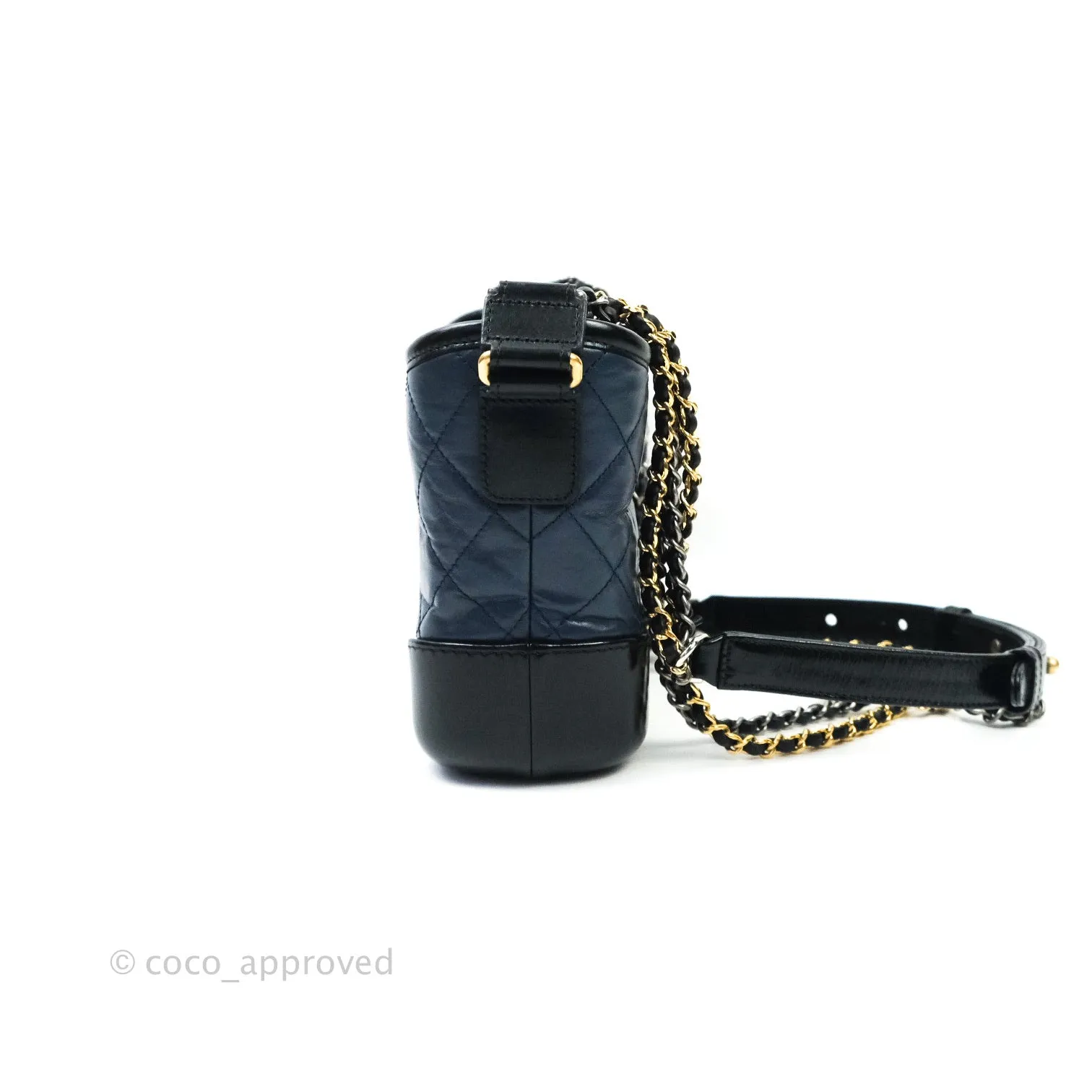 Chanel Quilted Small Aged Calfskin Navy Black Gabrielle Hobo Mixed Hardware