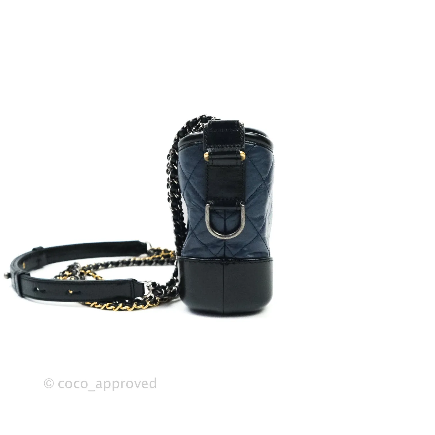 Chanel Quilted Small Aged Calfskin Navy Black Gabrielle Hobo Mixed Hardware