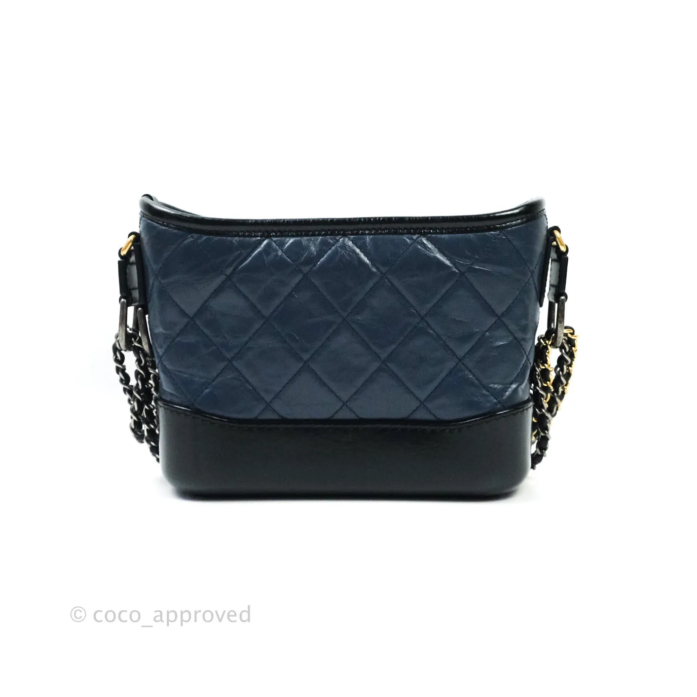 Chanel Quilted Small Aged Calfskin Navy Black Gabrielle Hobo Mixed Hardware