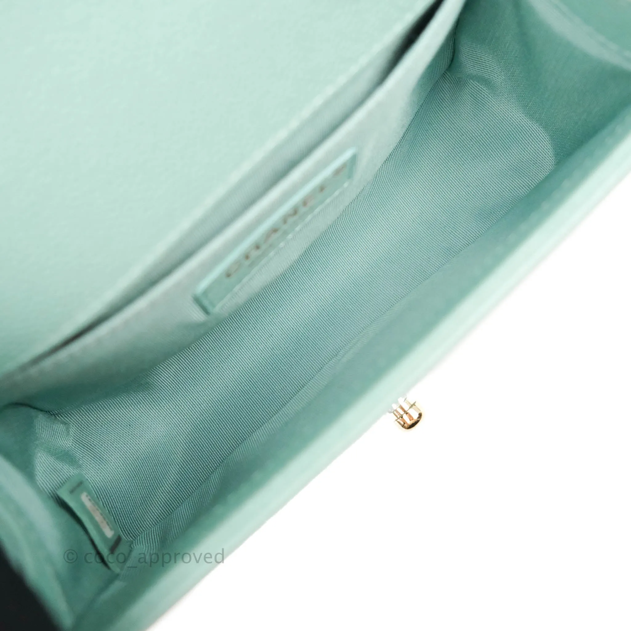 Chanel Quilted Small Boy Light Tiffany Blue Caviar Gold Hardware