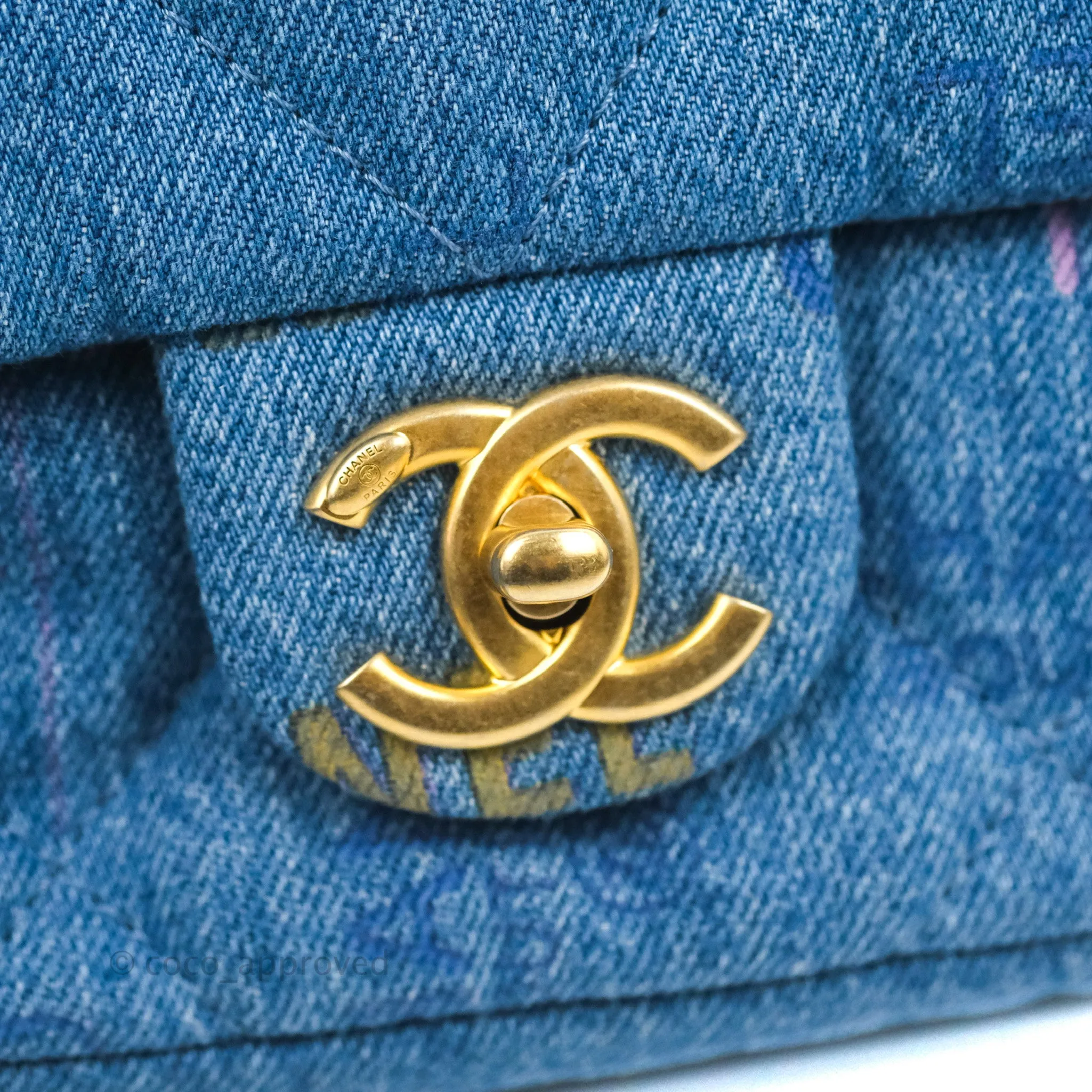Chanel Quilted Small Denim Mood Flap Blue Multicolor 22P