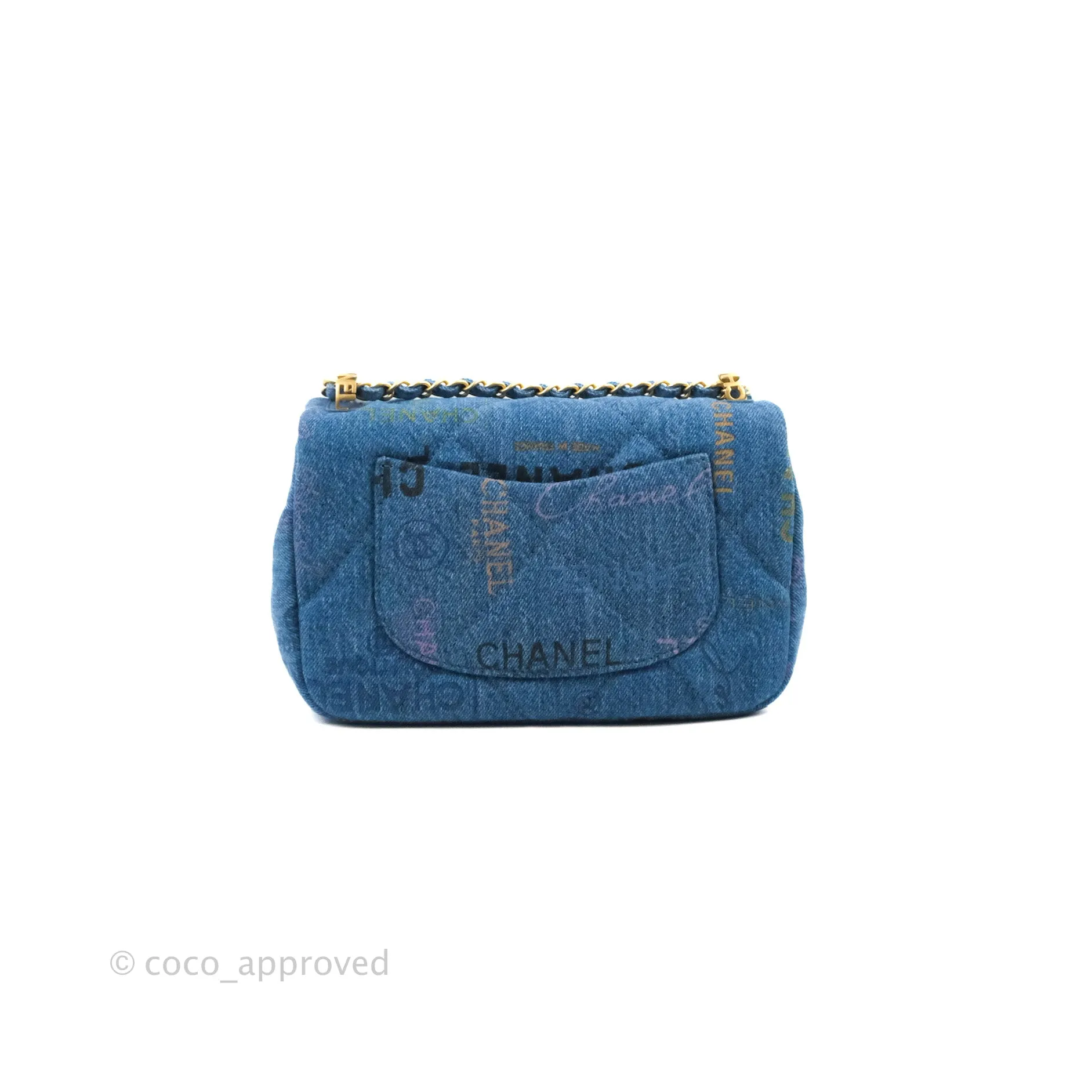 Chanel Quilted Small Denim Mood Flap Blue Multicolor 22P