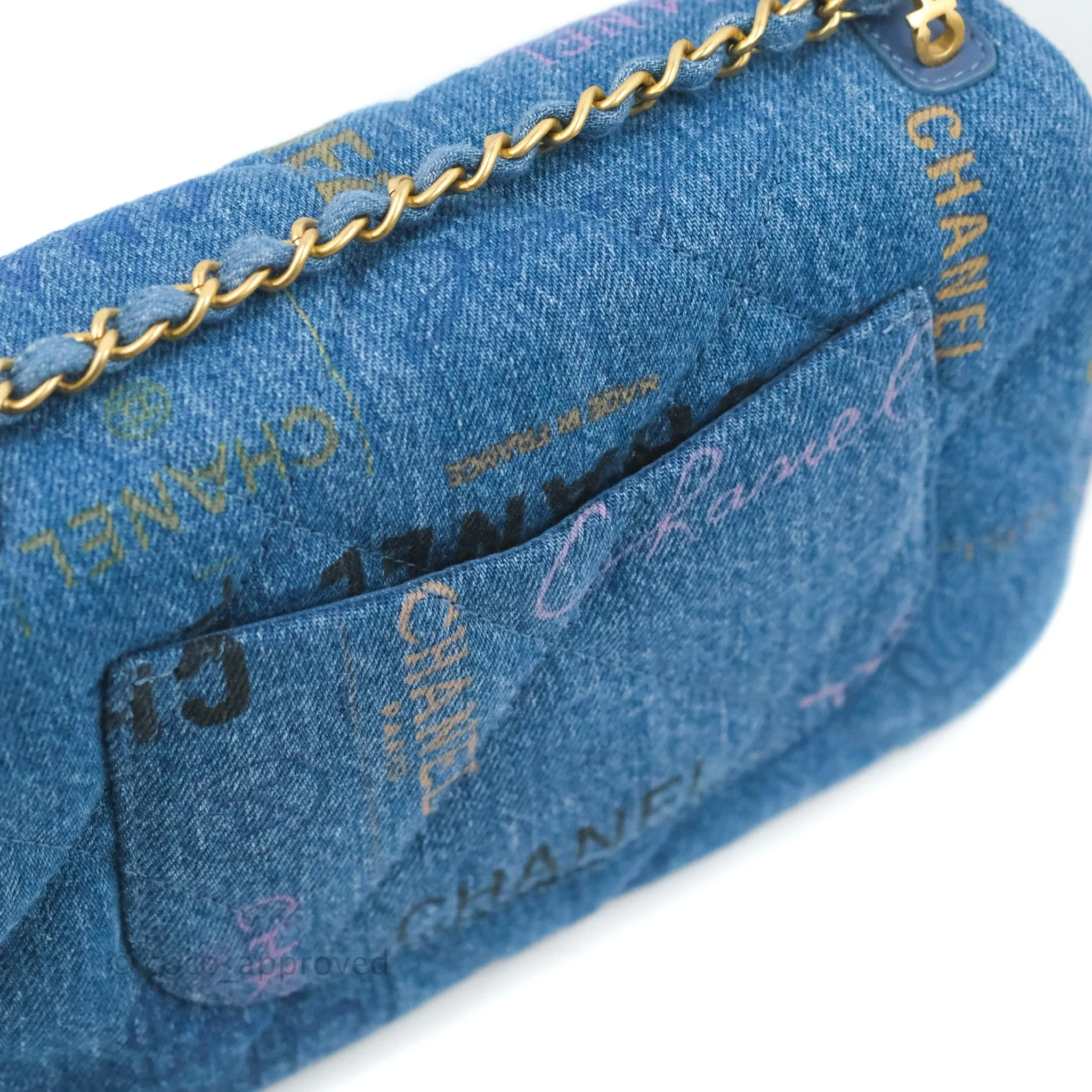 Chanel Quilted Small Denim Mood Flap Blue Multicolor 22P