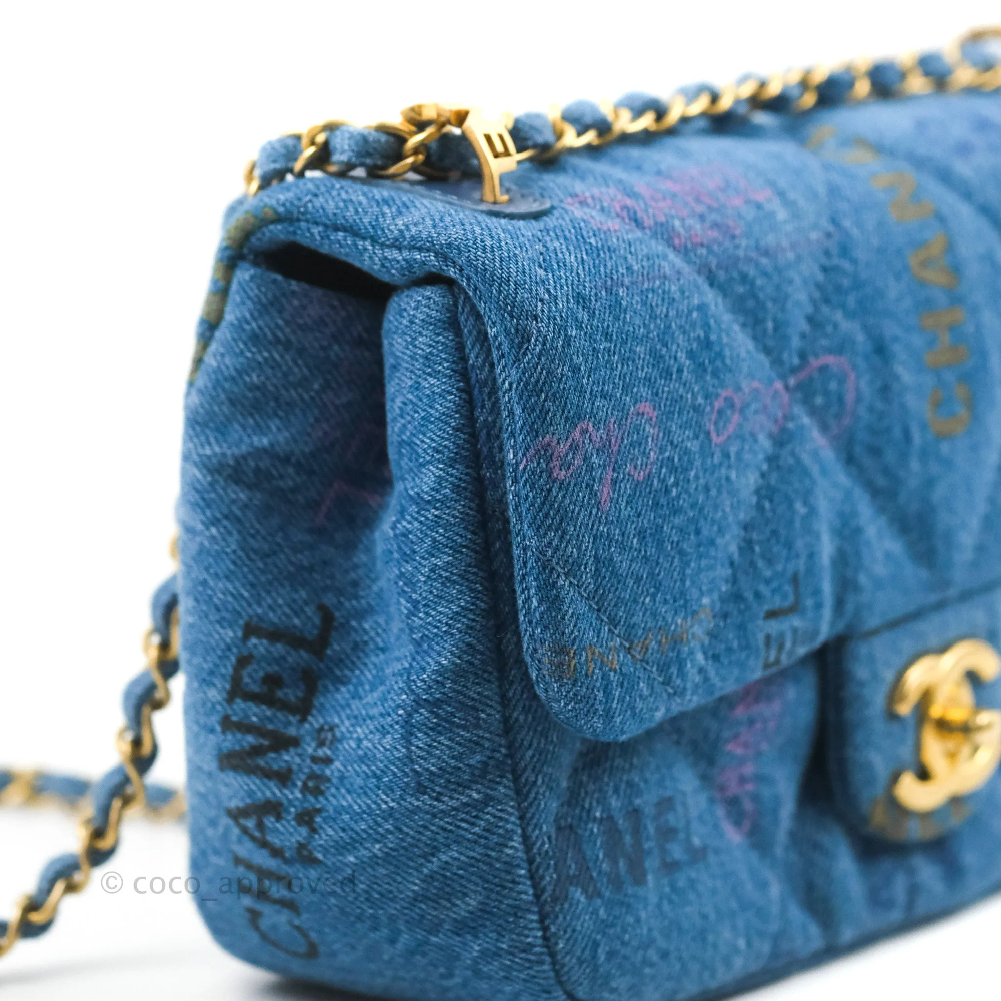 Chanel Quilted Small Denim Mood Flap Blue Multicolor 22P