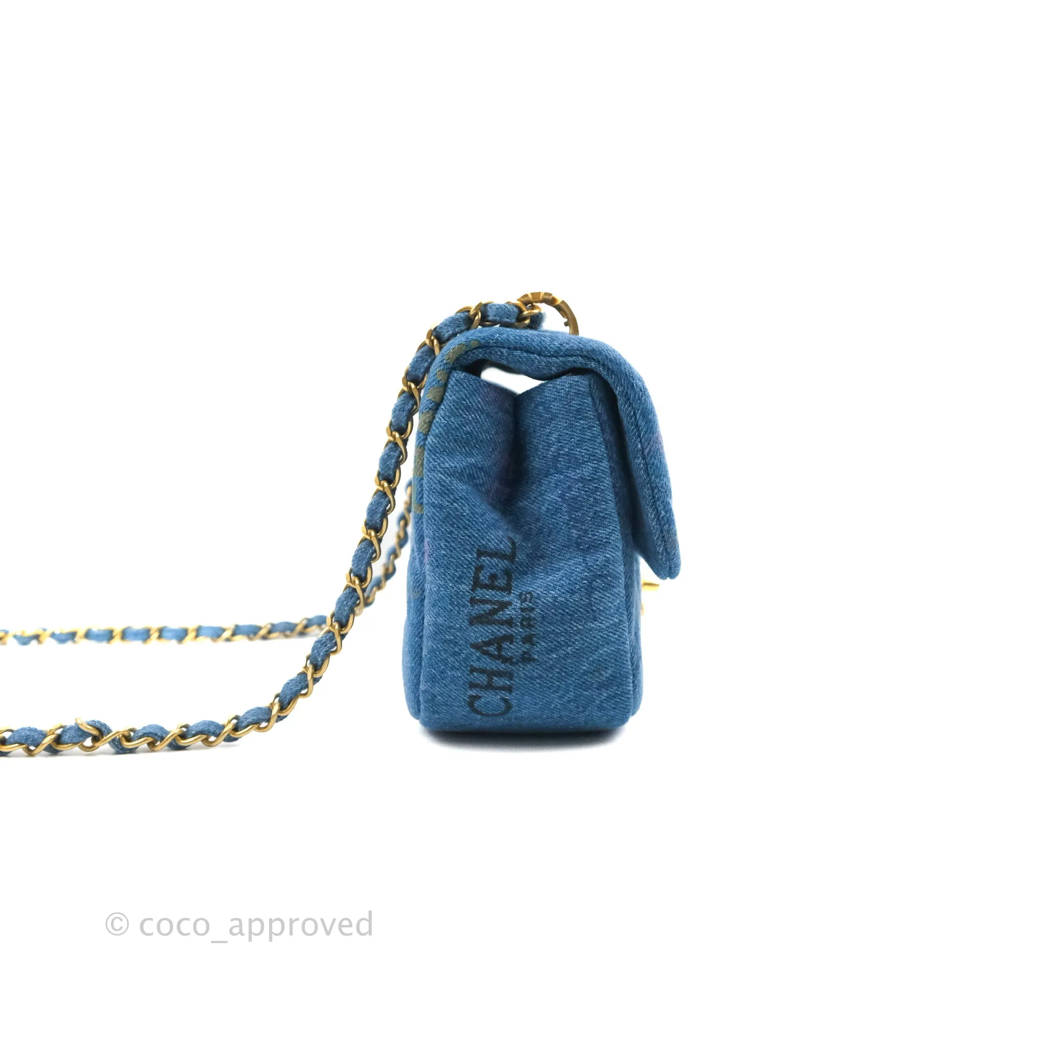 Chanel Quilted Small Denim Mood Flap Blue Multicolor 22P