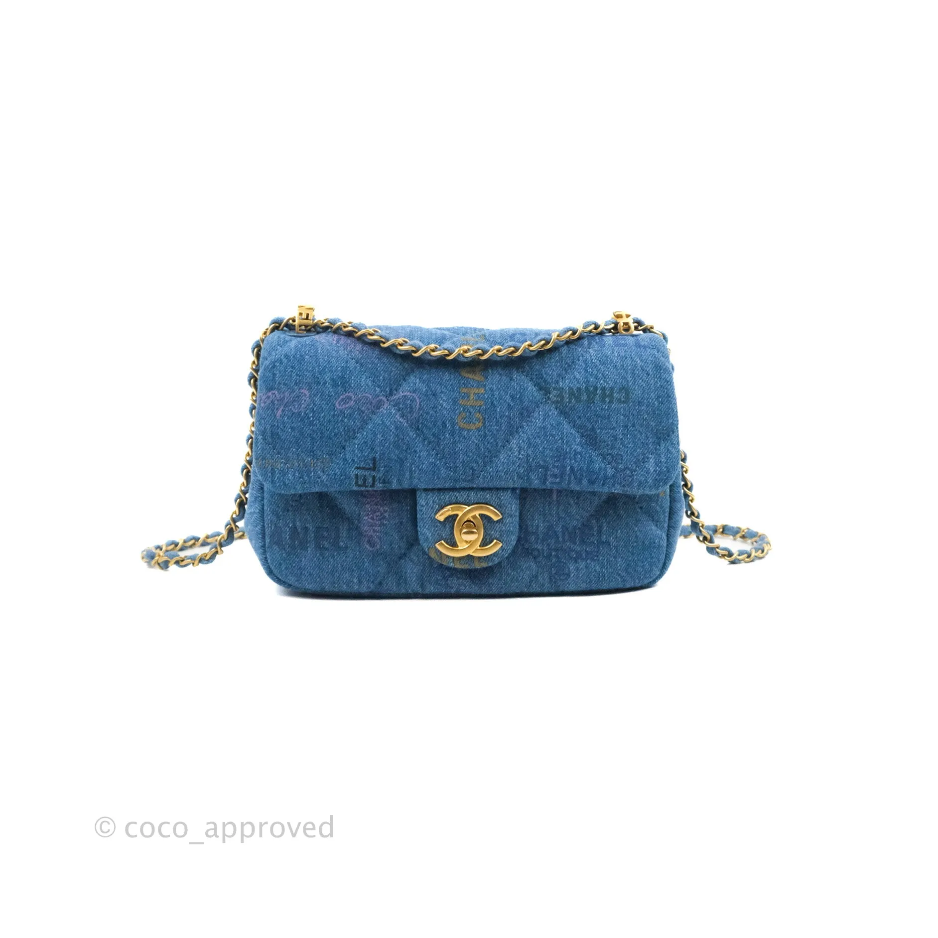 Chanel Quilted Small Denim Mood Flap Blue Multicolor 22P