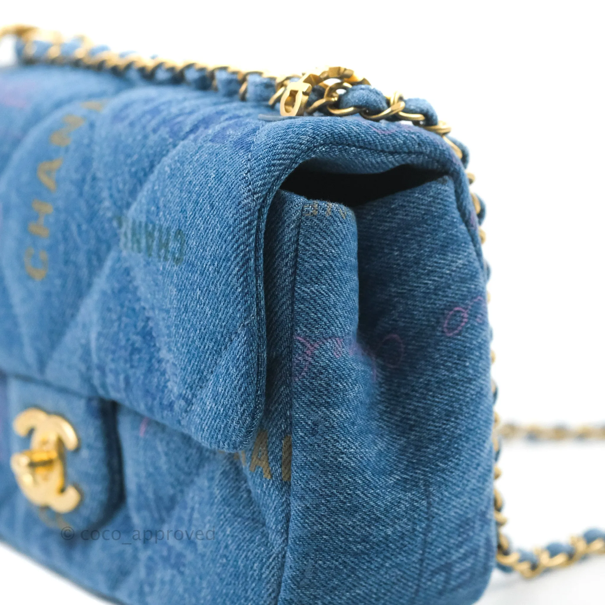 Chanel Quilted Small Denim Mood Flap Blue Multicolor 22P