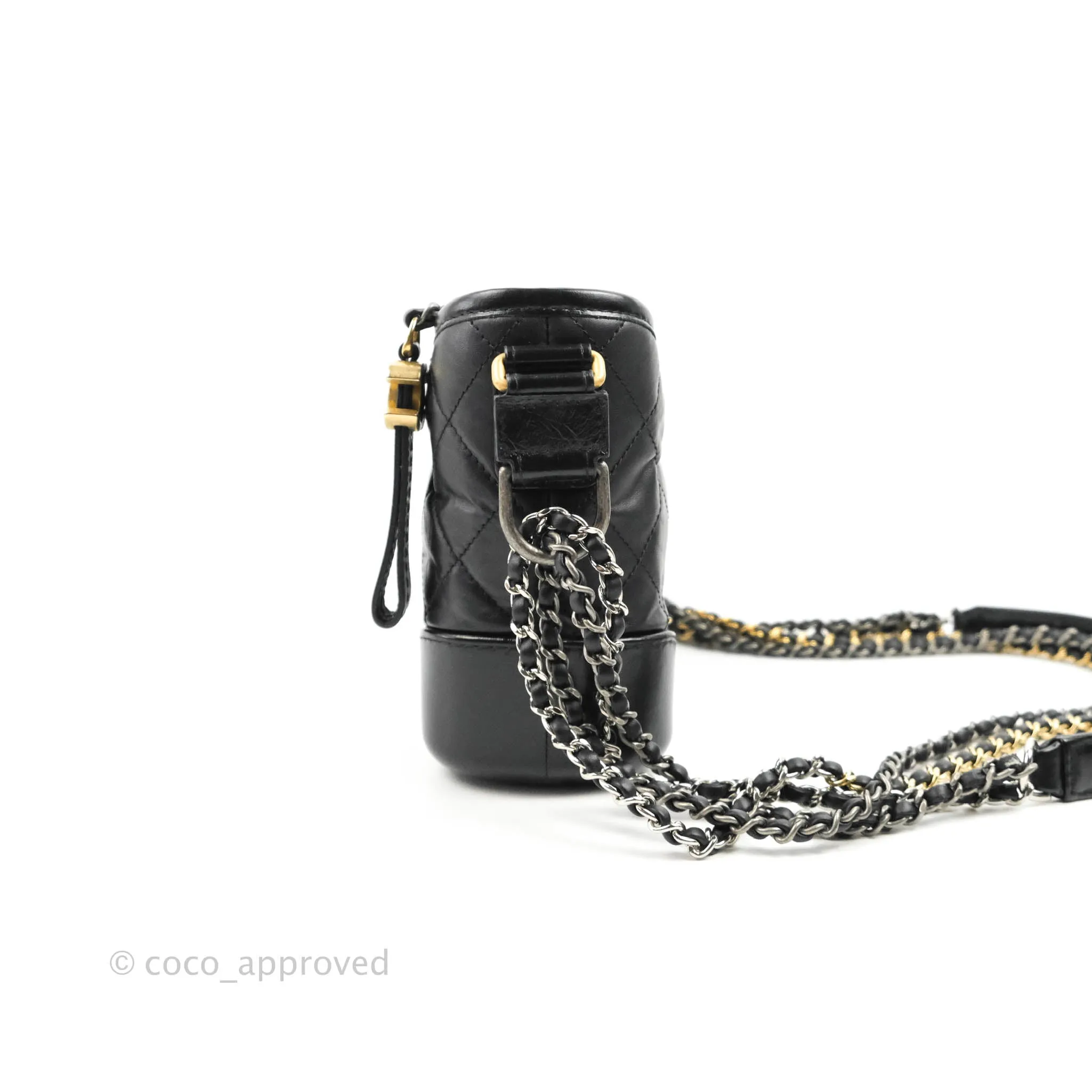 Chanel Quilted Small Gabrielle Hobo Black Aged Calfskin
