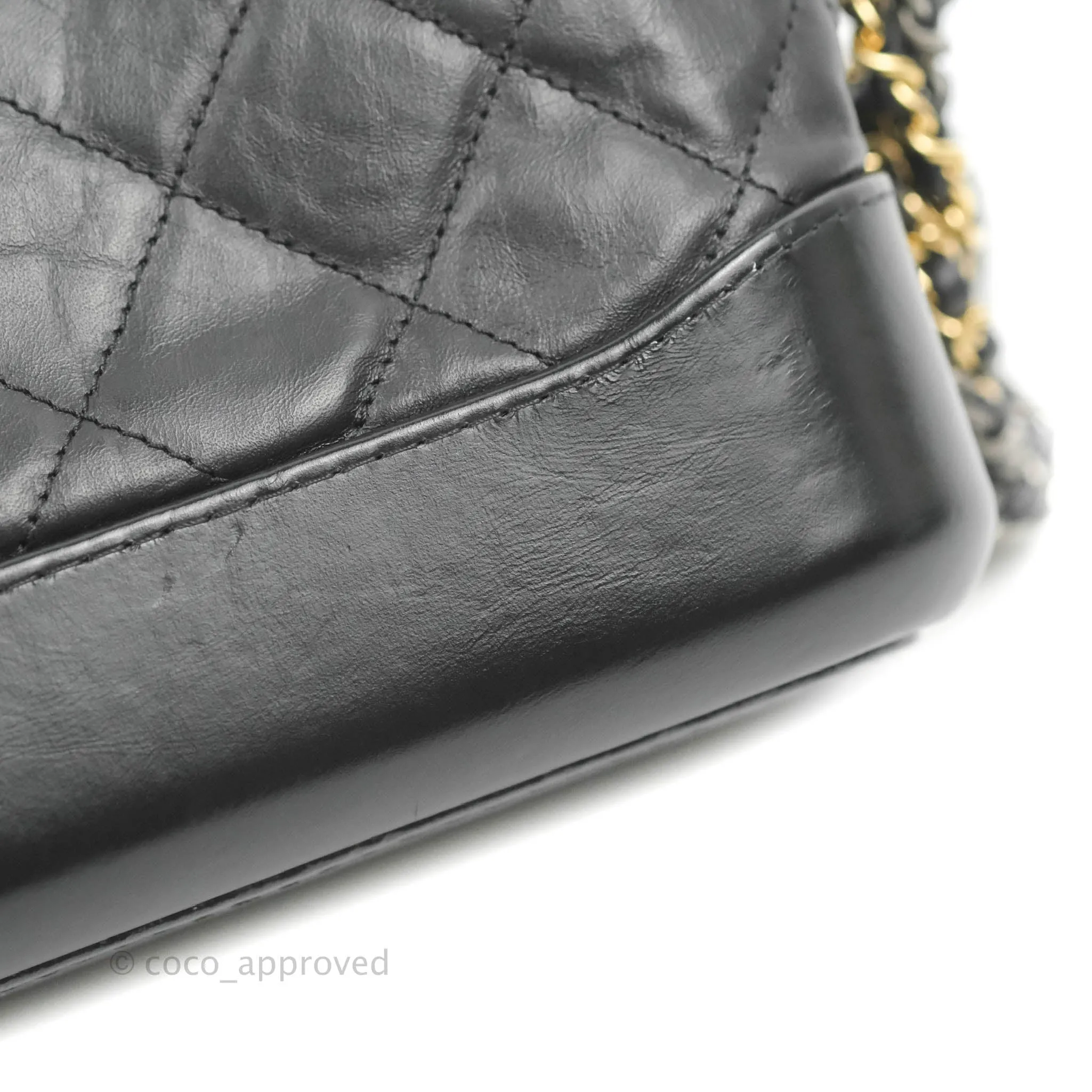 Chanel Quilted Small Gabrielle Hobo Black Aged Calfskin
