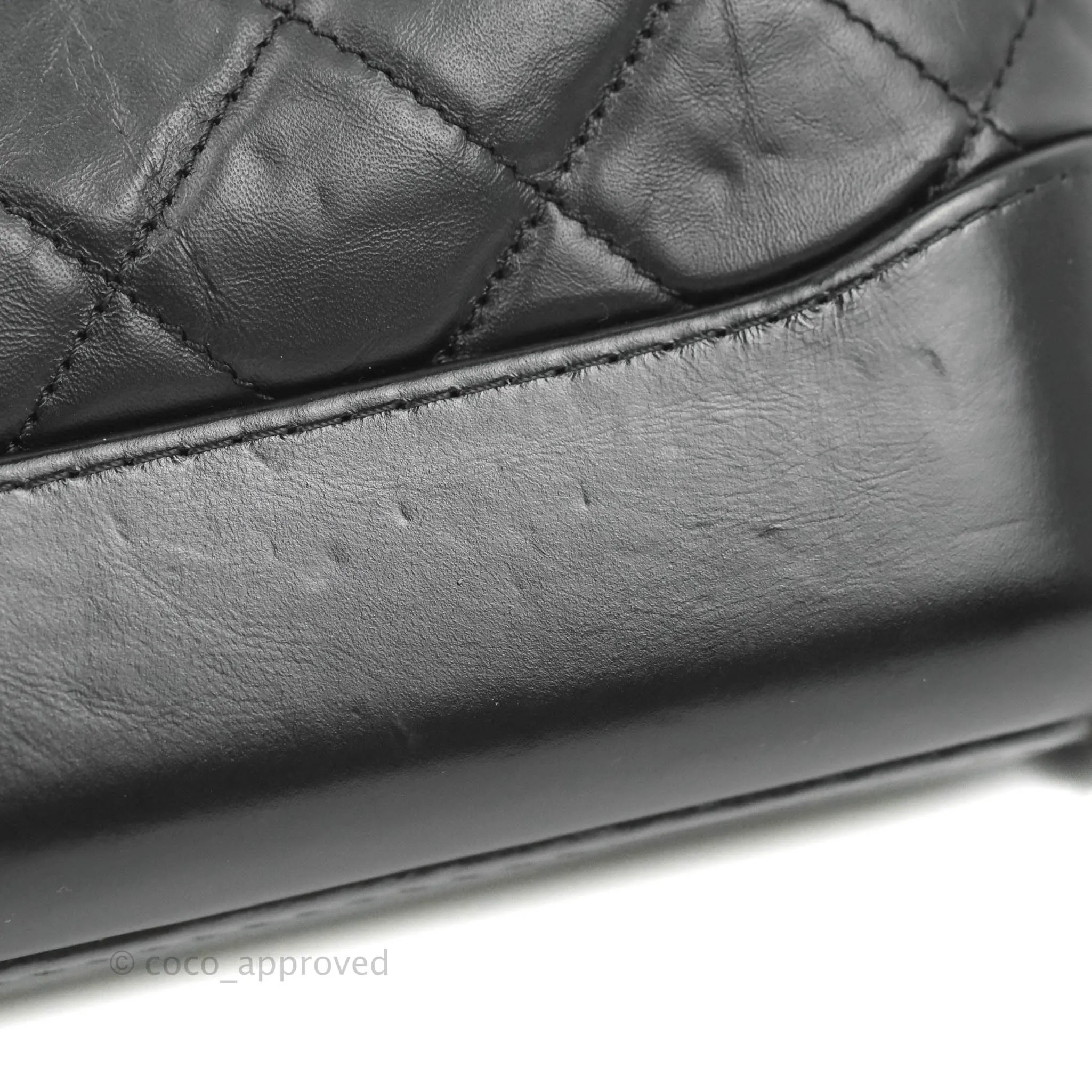 Chanel Quilted Small Gabrielle Hobo Black Aged Calfskin