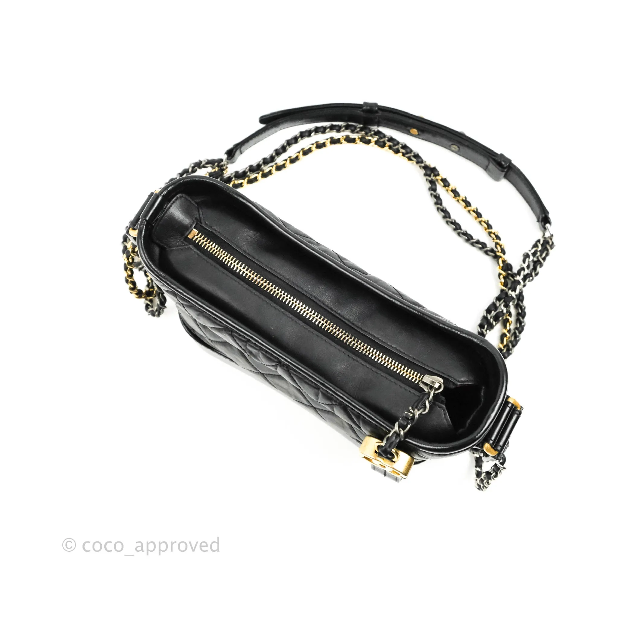 Chanel Quilted Small Gabrielle Hobo Black Aged Calfskin