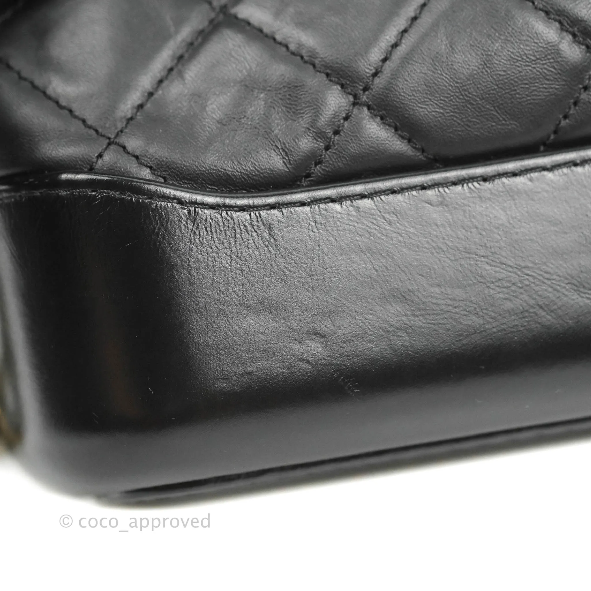 Chanel Quilted Small Gabrielle Hobo Black Aged Calfskin