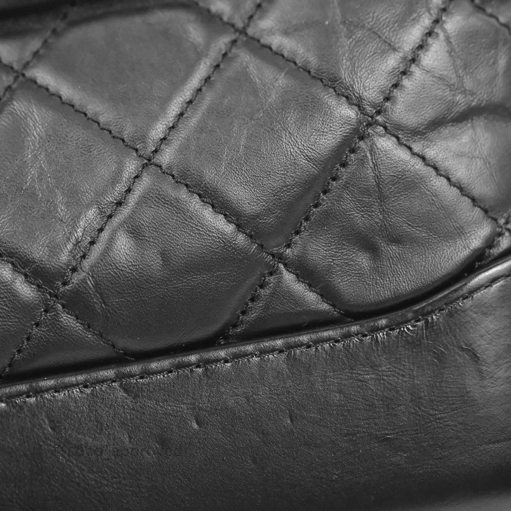 Chanel Quilted Small Gabrielle Hobo Black Aged Calfskin