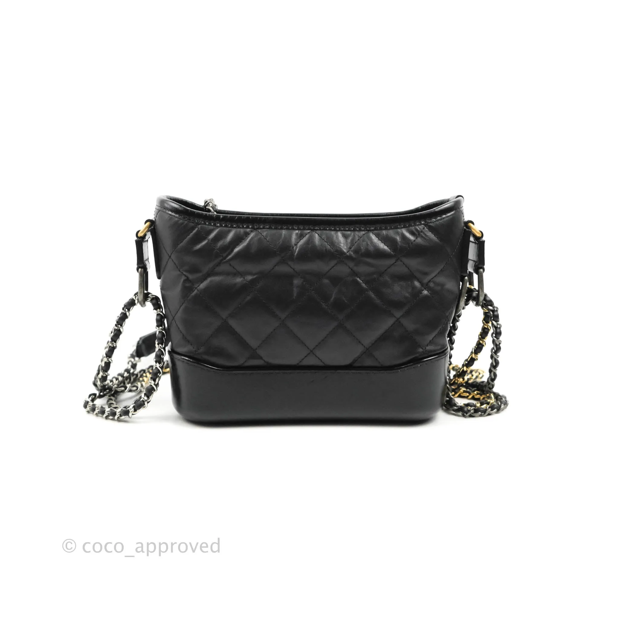 Chanel Quilted Small Gabrielle Hobo Black Aged Calfskin
