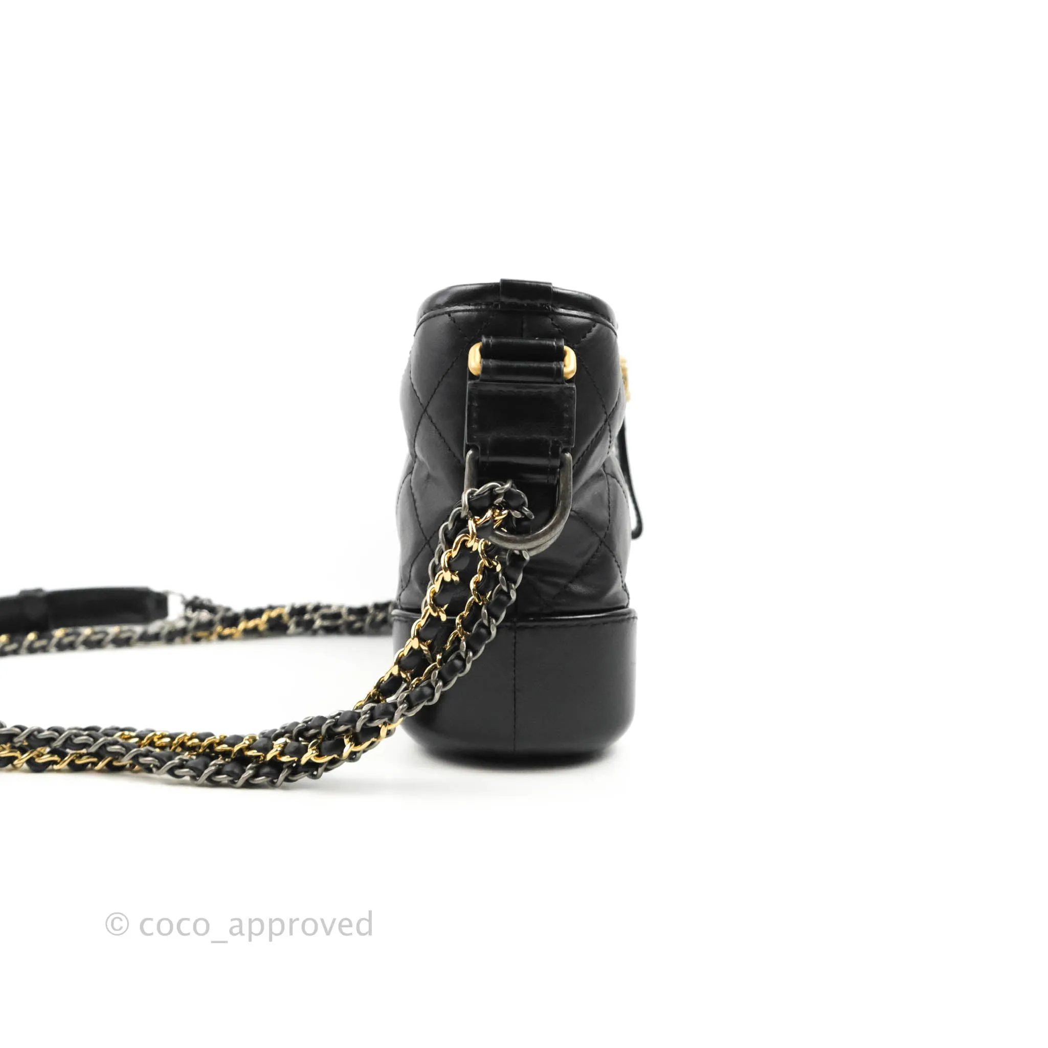 Chanel Quilted Small Gabrielle Hobo Black Aged Calfskin