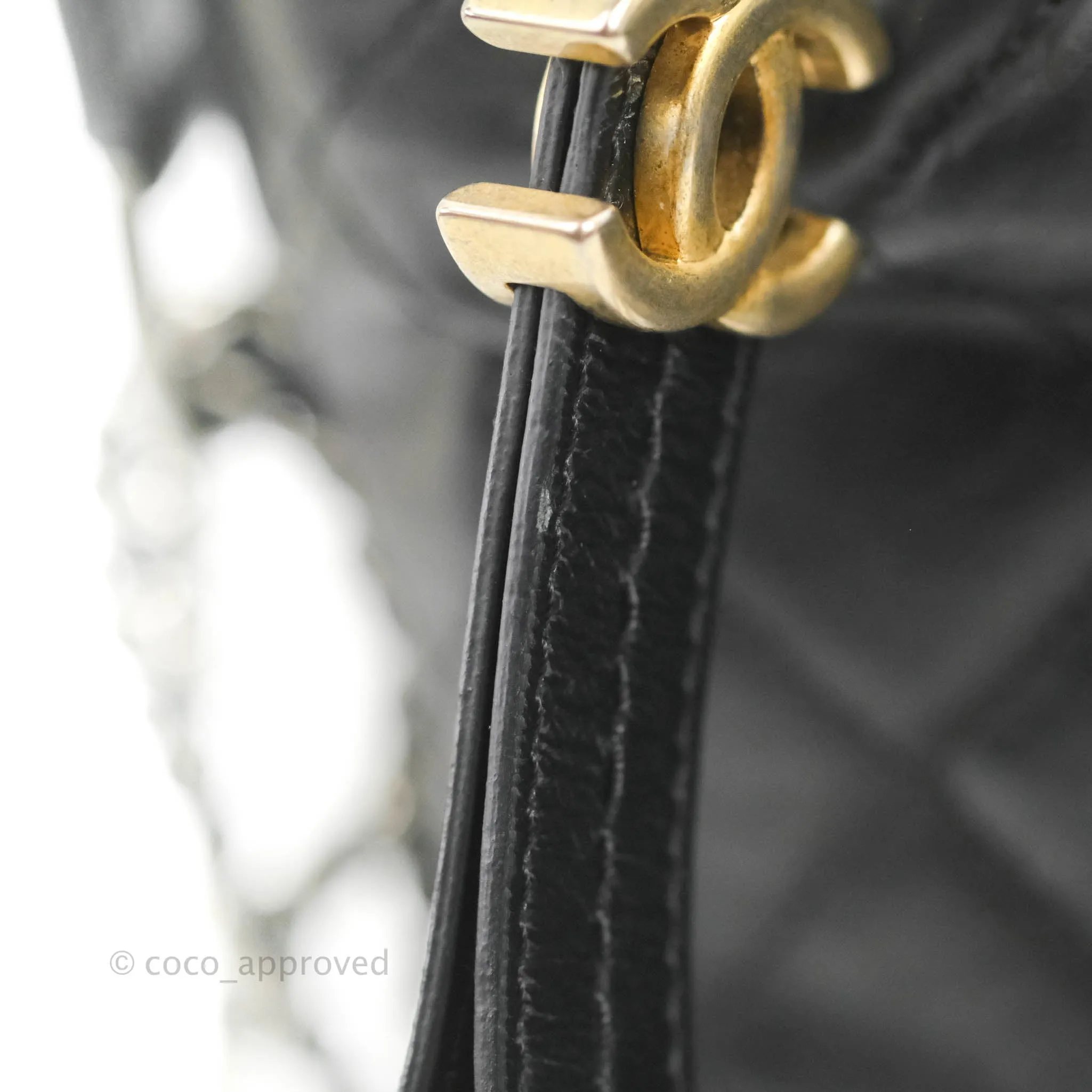Chanel Quilted Small Gabrielle Hobo Black Aged Calfskin