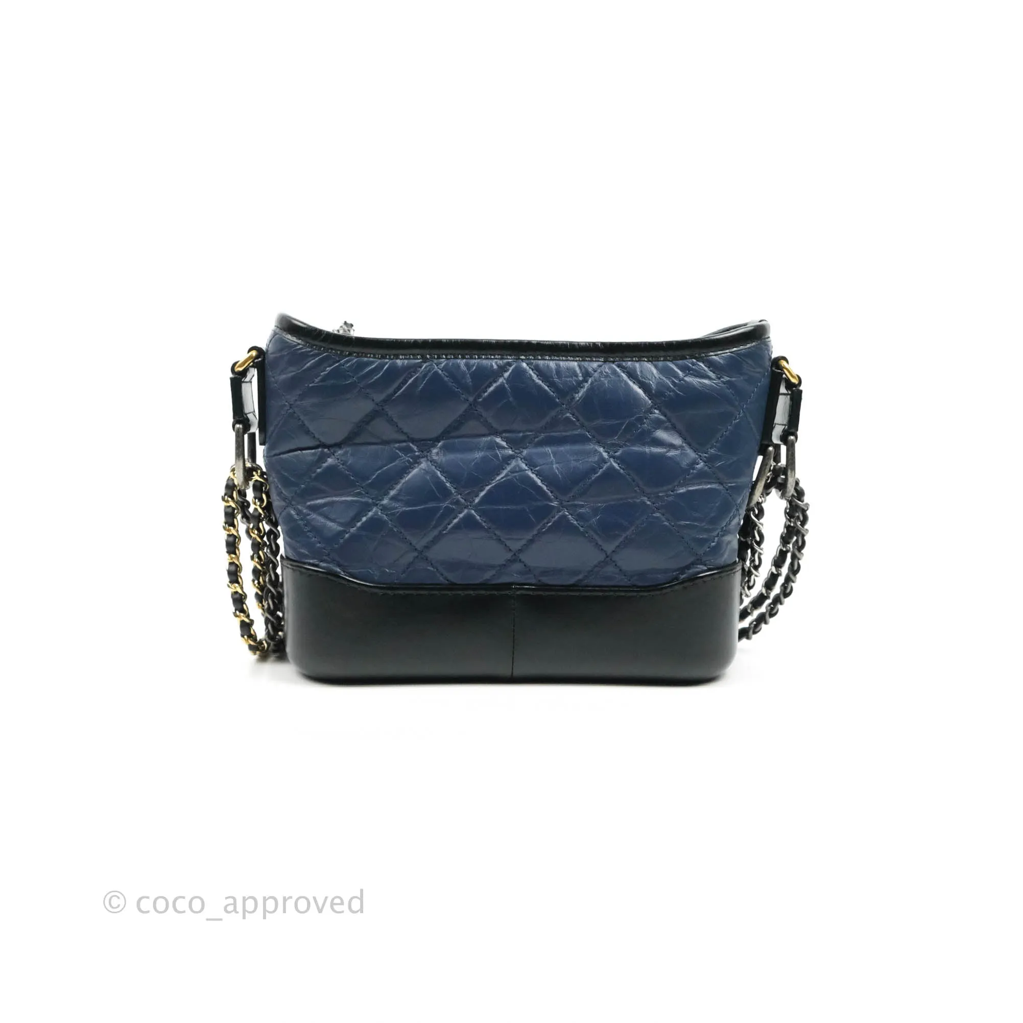 Chanel Quilted Small Gabrielle Hobo Navy Black Aged Calfskin Mixed Hardware