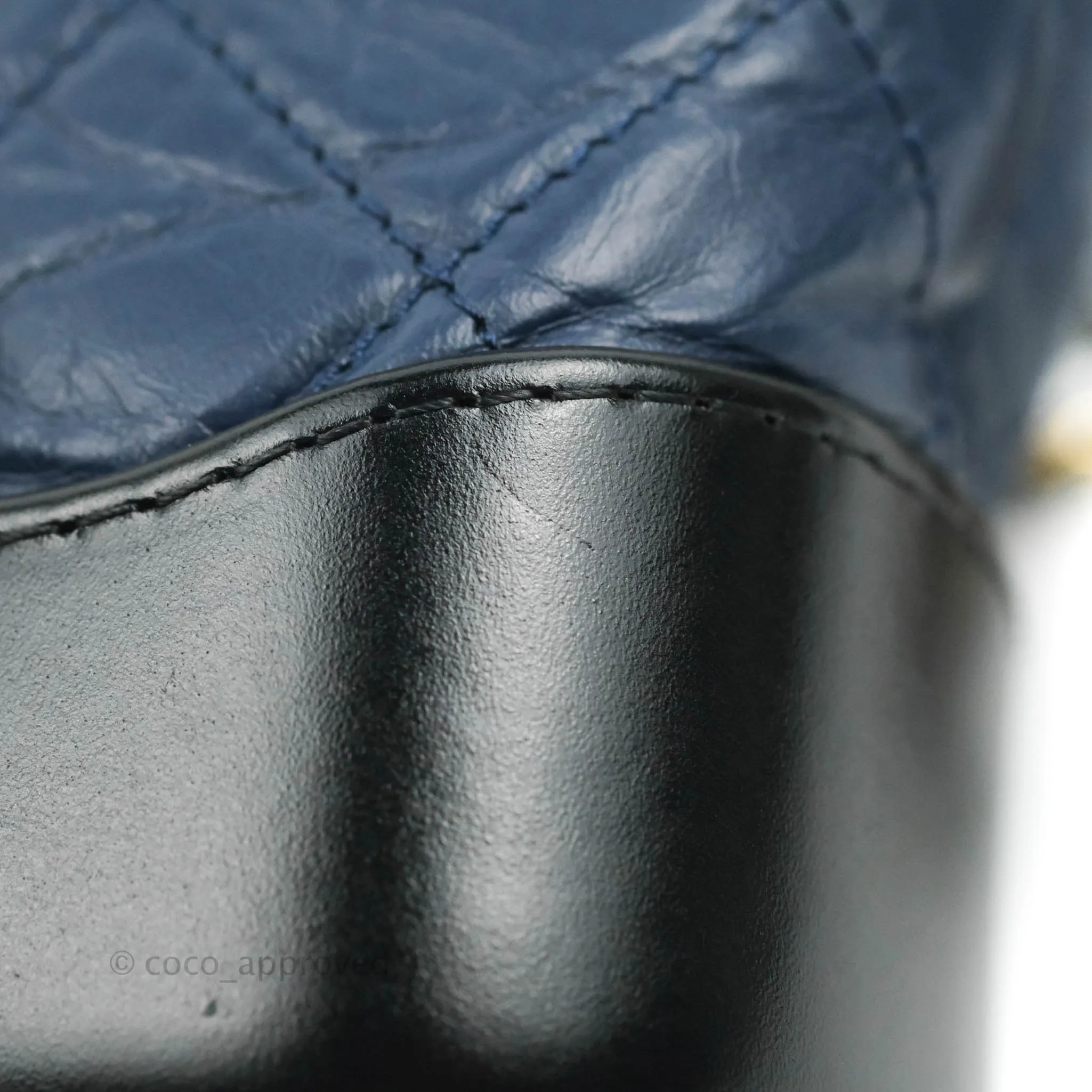 Chanel Quilted Small Gabrielle Hobo Navy Black Aged Calfskin Mixed Hardware