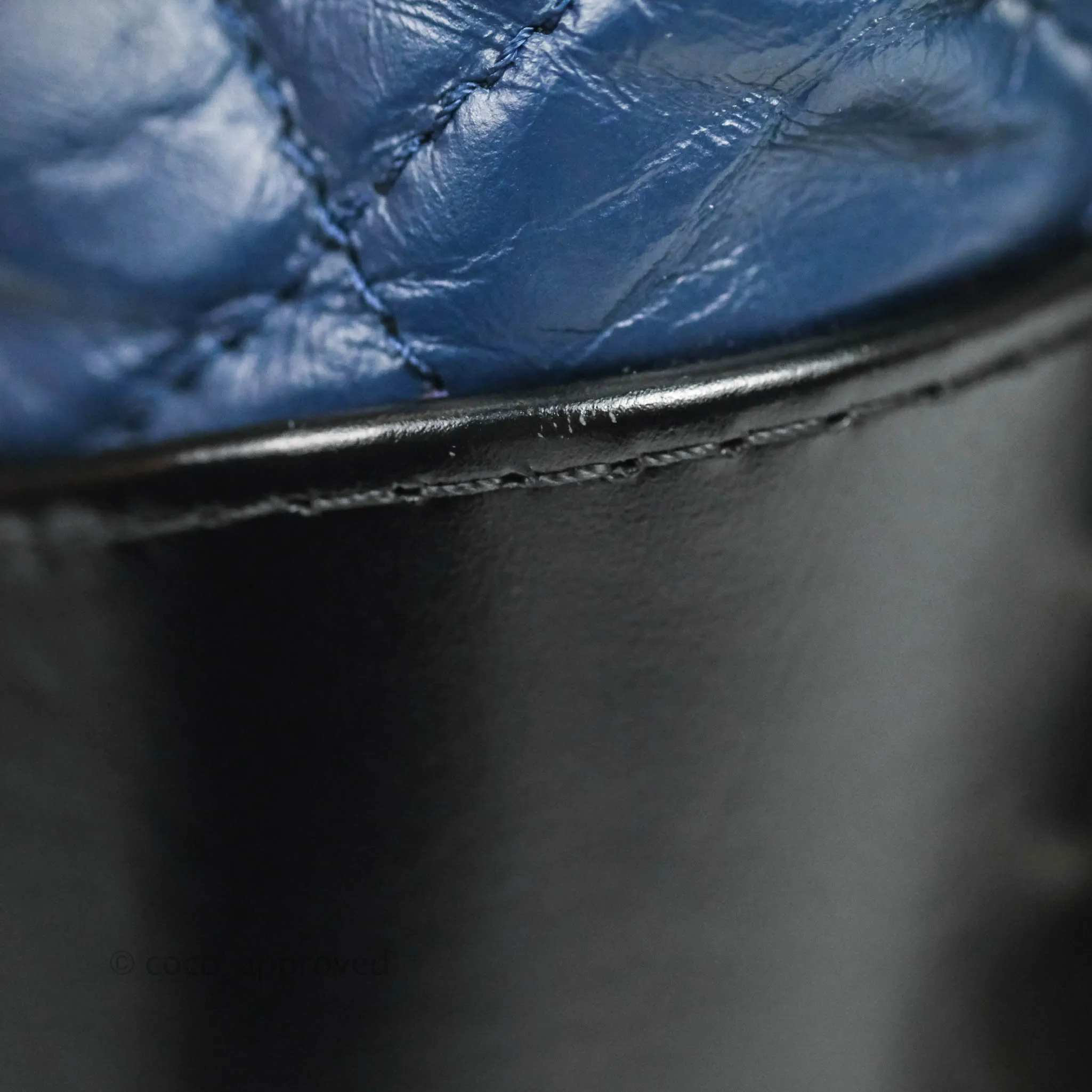 Chanel Quilted Small Gabrielle Hobo Navy Black Aged Calfskin Mixed Hardware