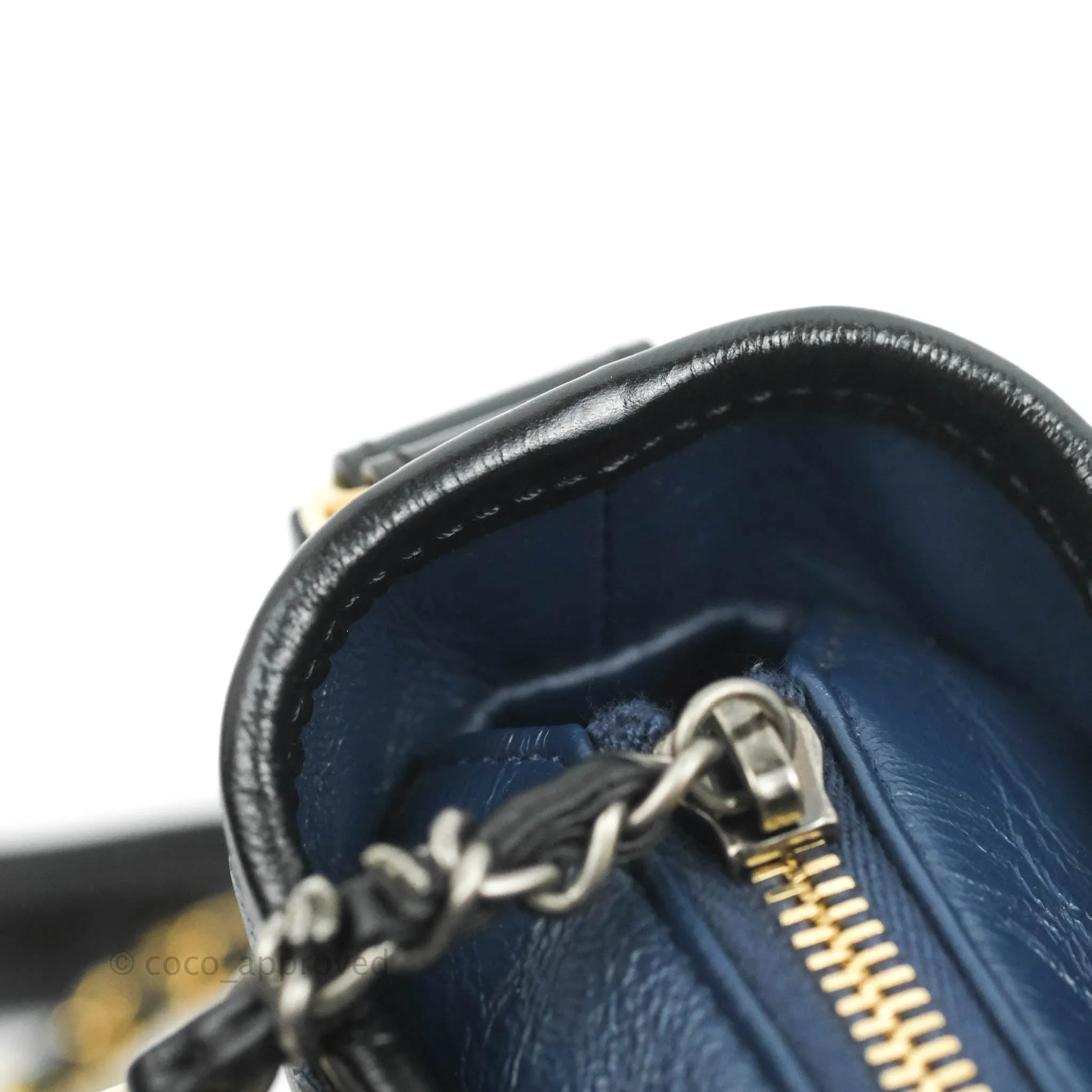 Chanel Quilted Small Gabrielle Hobo Navy Black Aged Calfskin Mixed Hardware