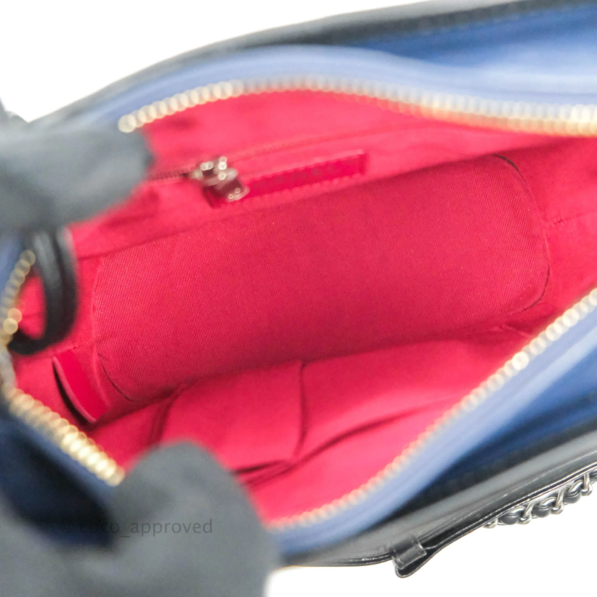 Chanel Quilted Small Gabrielle Hobo Navy Black Aged Calfskin Mixed Hardware
