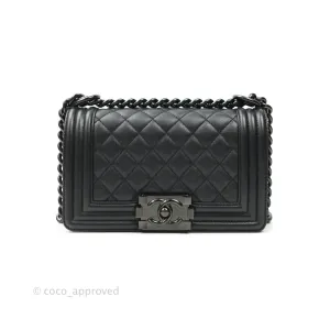 Chanel Quilted So Black Small Boy Caviar