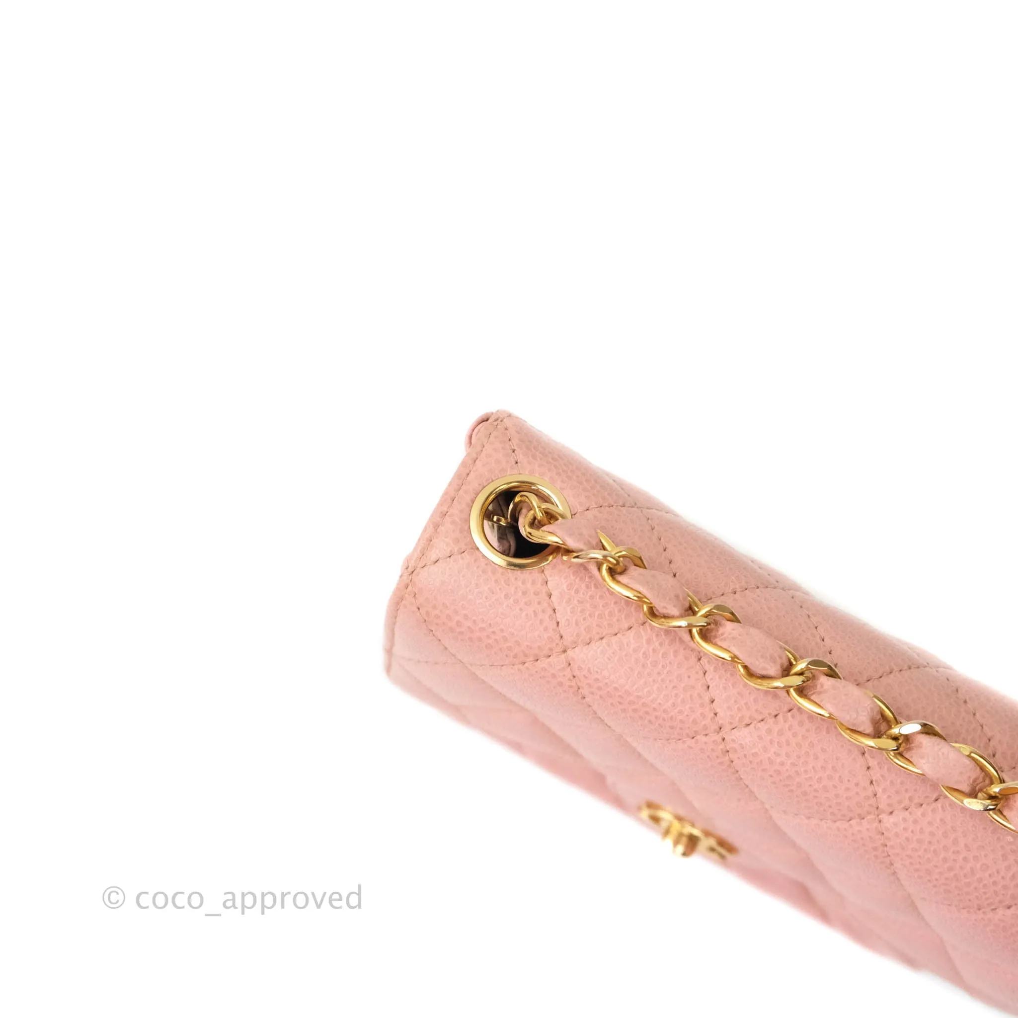 Chanel Quilted Vintage Mini Square Flap Pink Caviar 24K Gold Hardware
