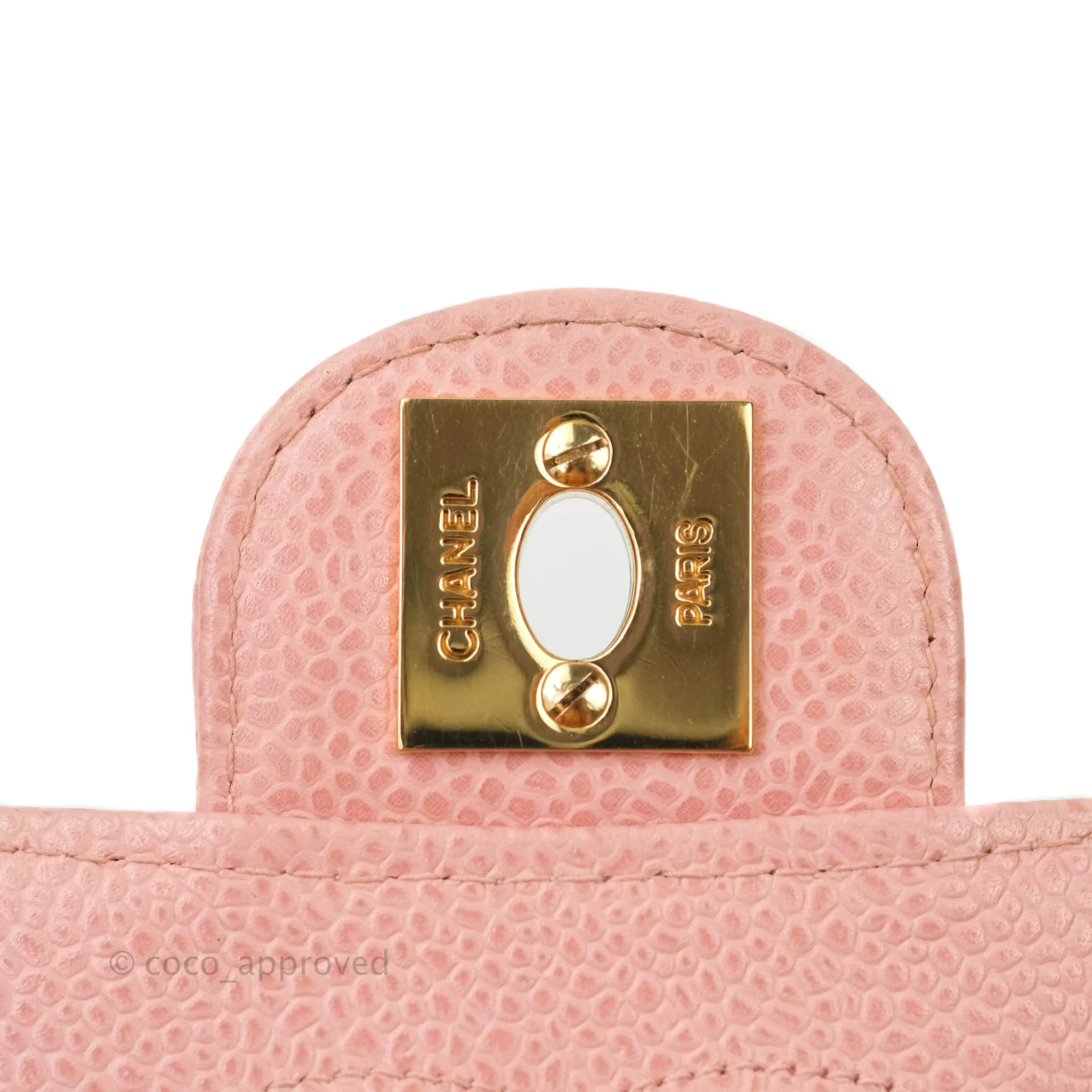 Chanel Quilted Vintage Mini Square Flap Pink Caviar 24K Gold Hardware