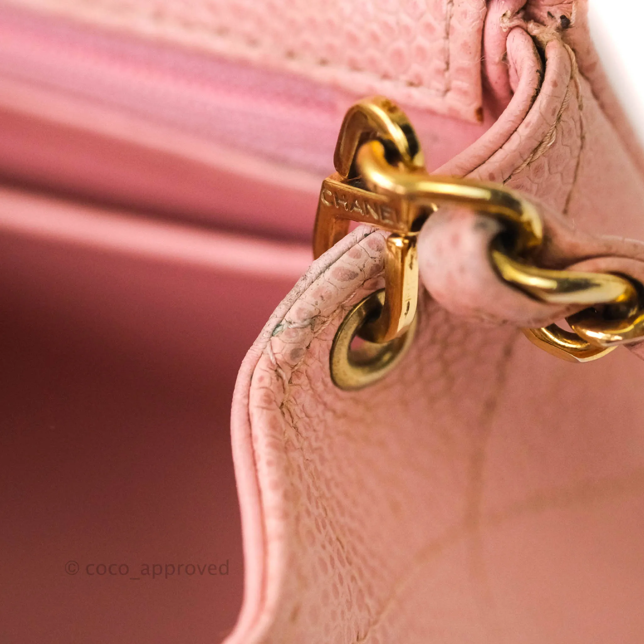 Chanel Quilted Vintage Mini Square Flap Pink Caviar 24K Gold Hardware