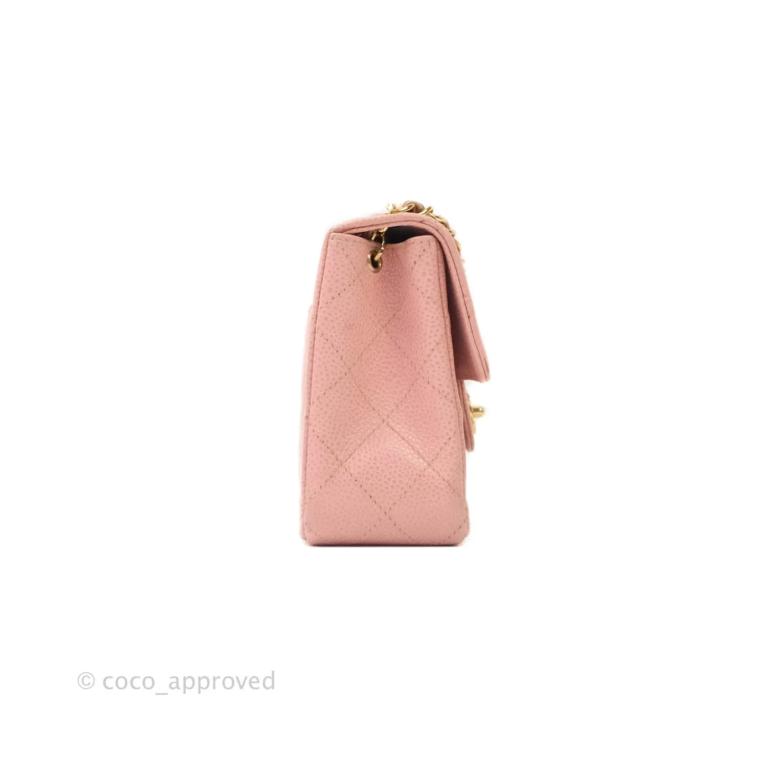 Chanel Quilted Vintage Mini Square Flap Pink Caviar 24K Gold Hardware