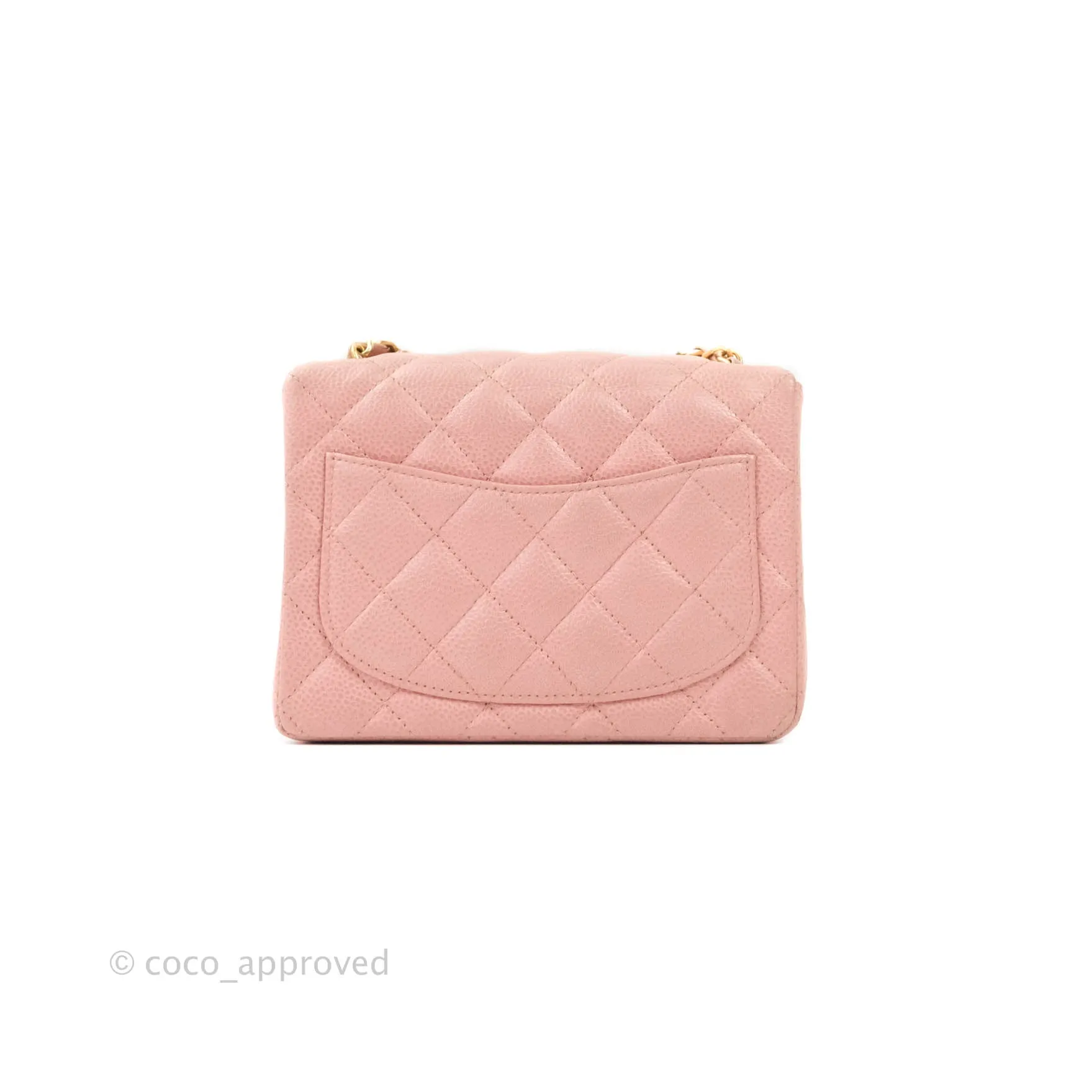 Chanel Quilted Vintage Mini Square Flap Pink Caviar 24K Gold Hardware