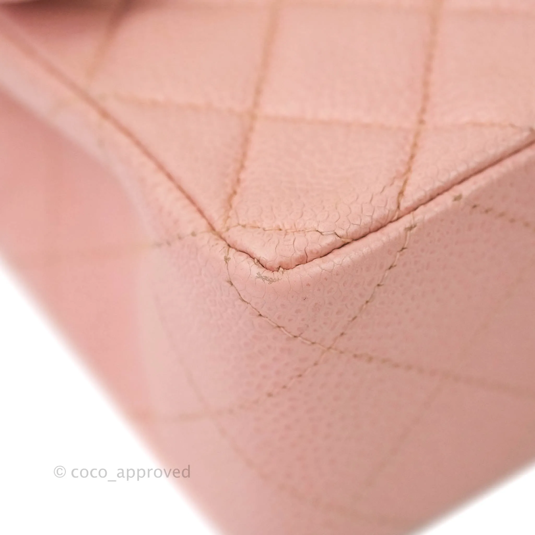 Chanel Quilted Vintage Mini Square Flap Pink Caviar 24K Gold Hardware