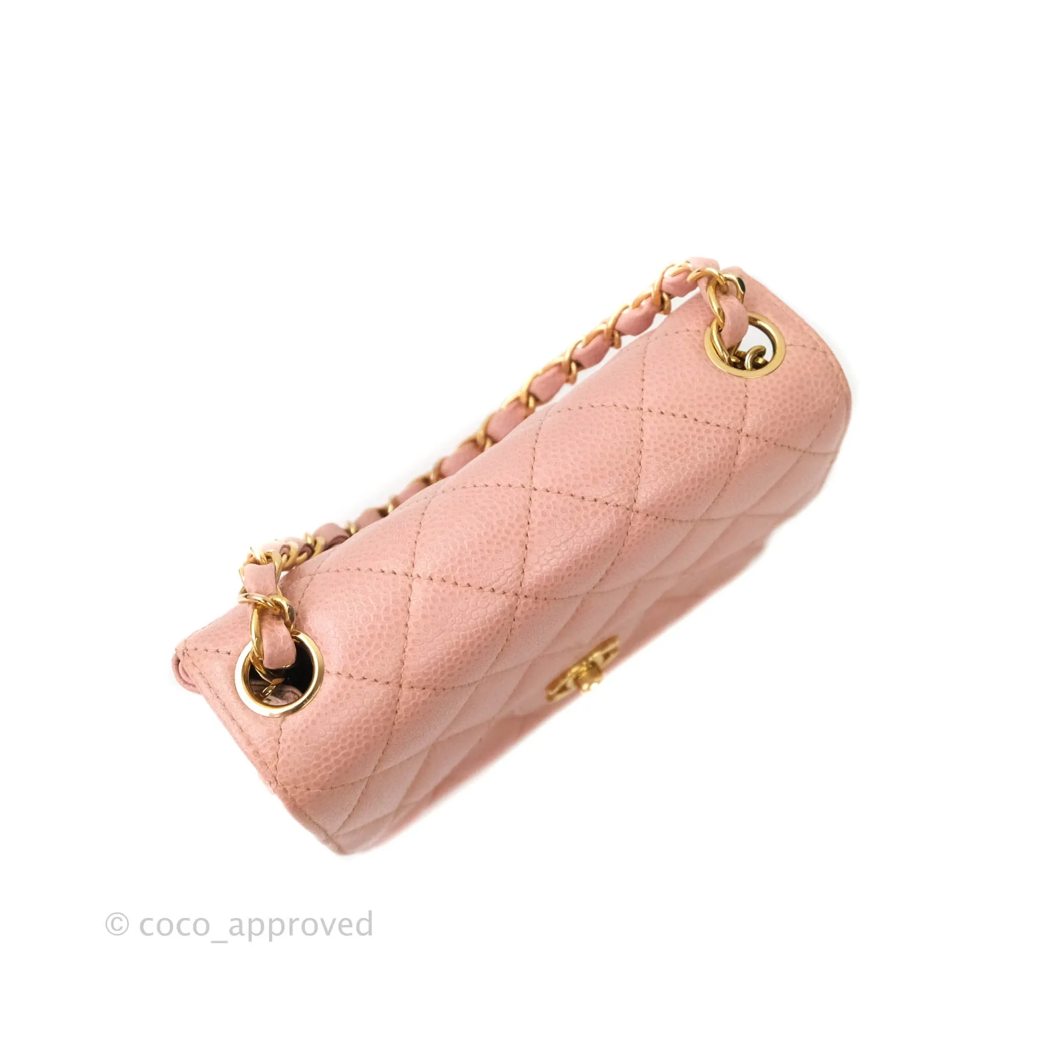 Chanel Quilted Vintage Mini Square Flap Pink Caviar 24K Gold Hardware