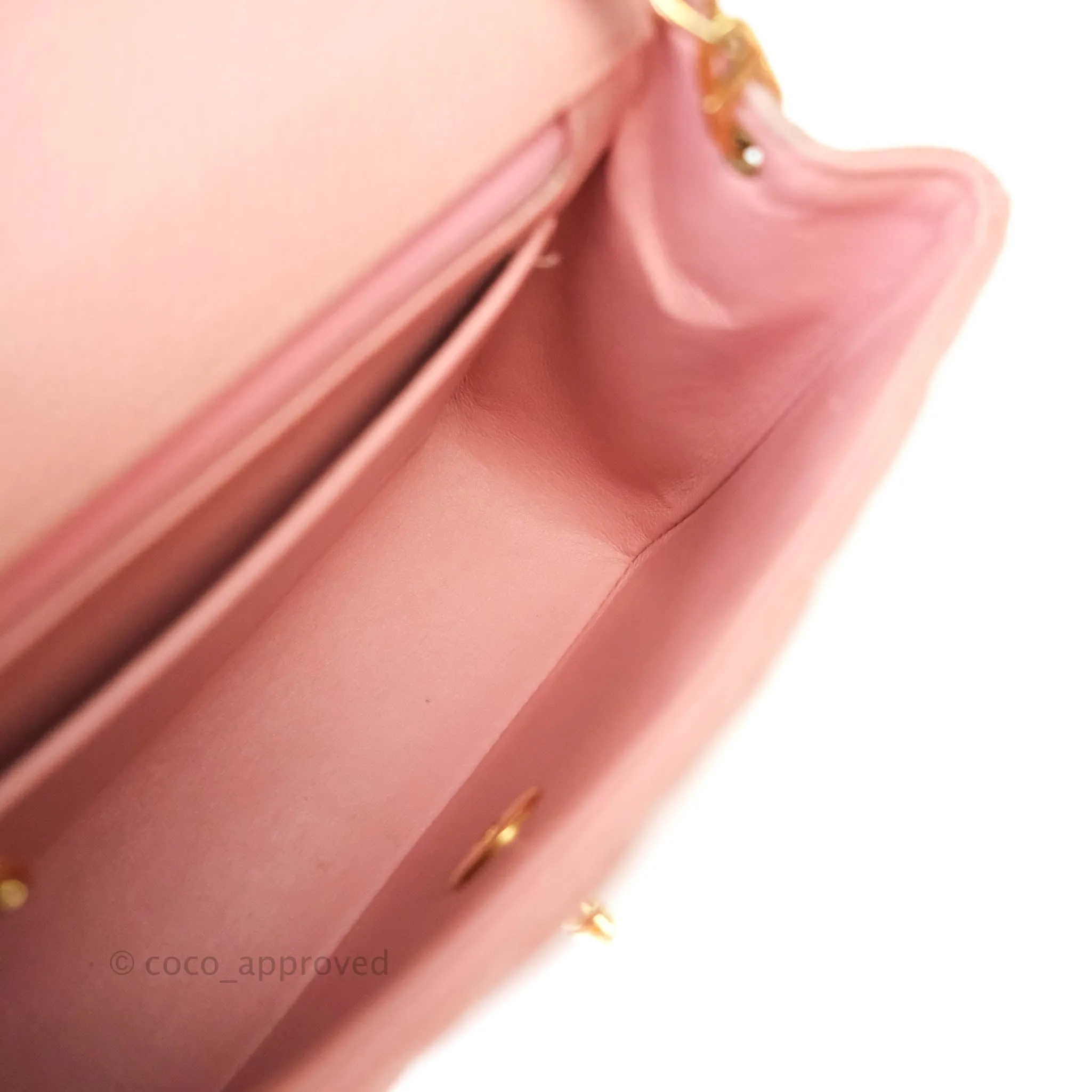 Chanel Quilted Vintage Mini Square Flap Pink Caviar 24K Gold Hardware