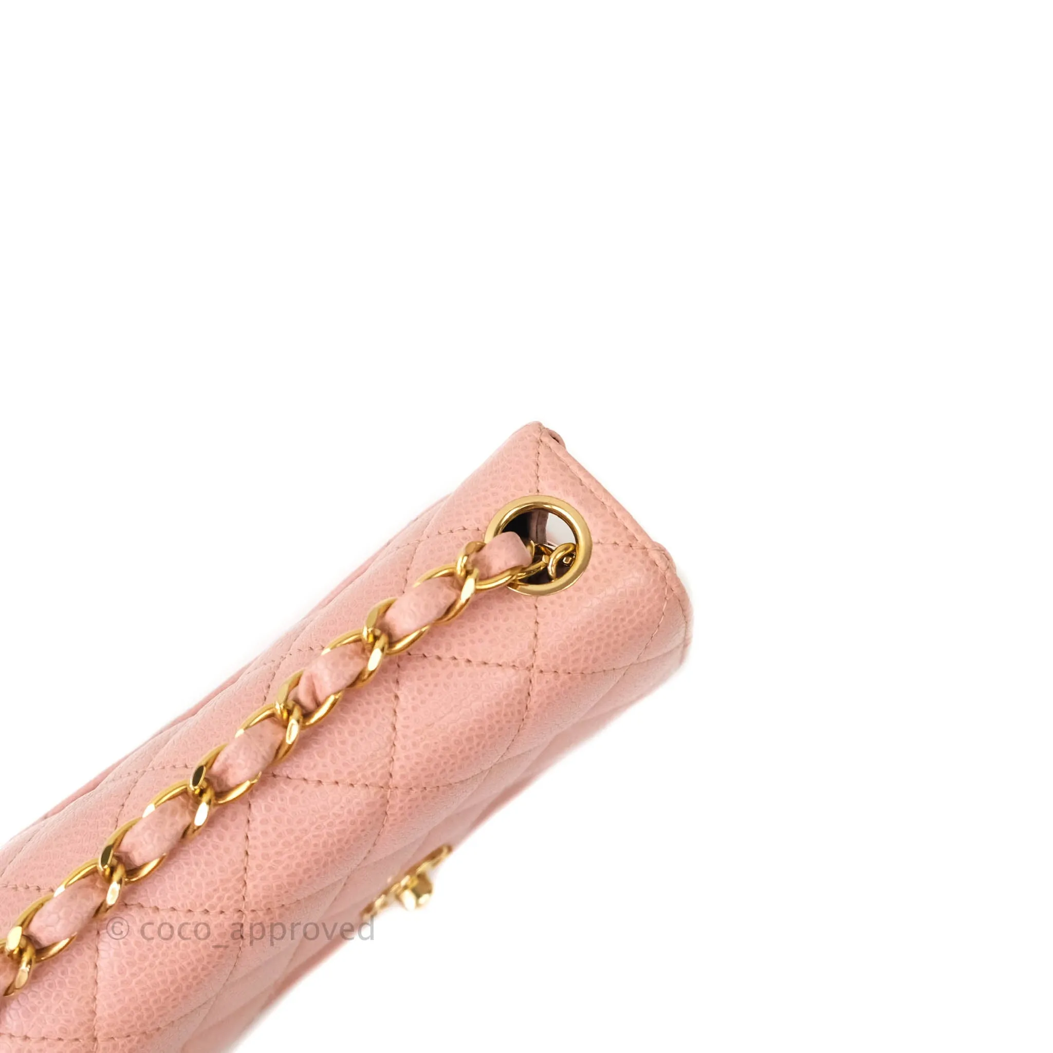 Chanel Quilted Vintage Mini Square Flap Pink Caviar 24K Gold Hardware