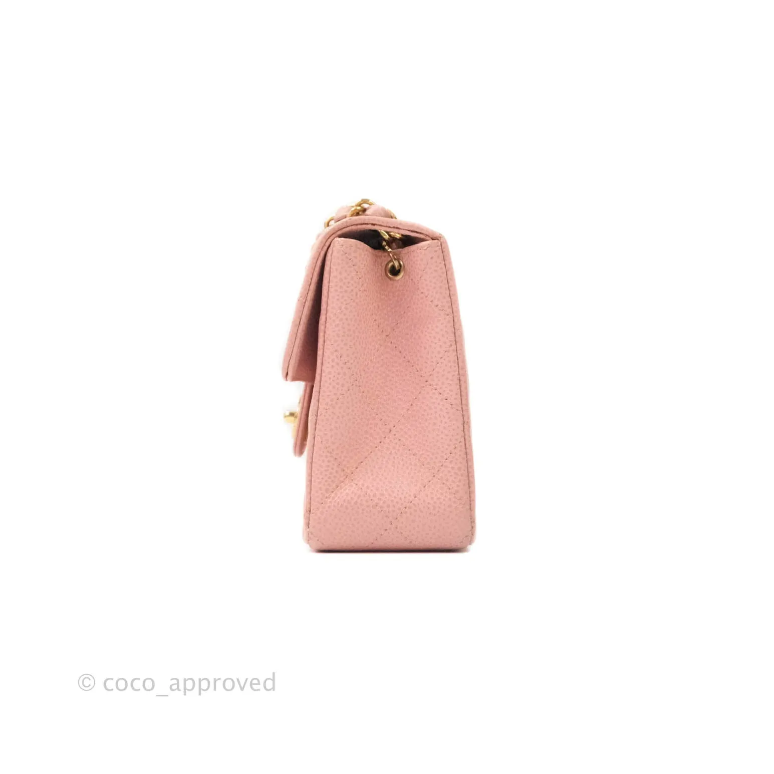 Chanel Quilted Vintage Mini Square Flap Pink Caviar 24K Gold Hardware