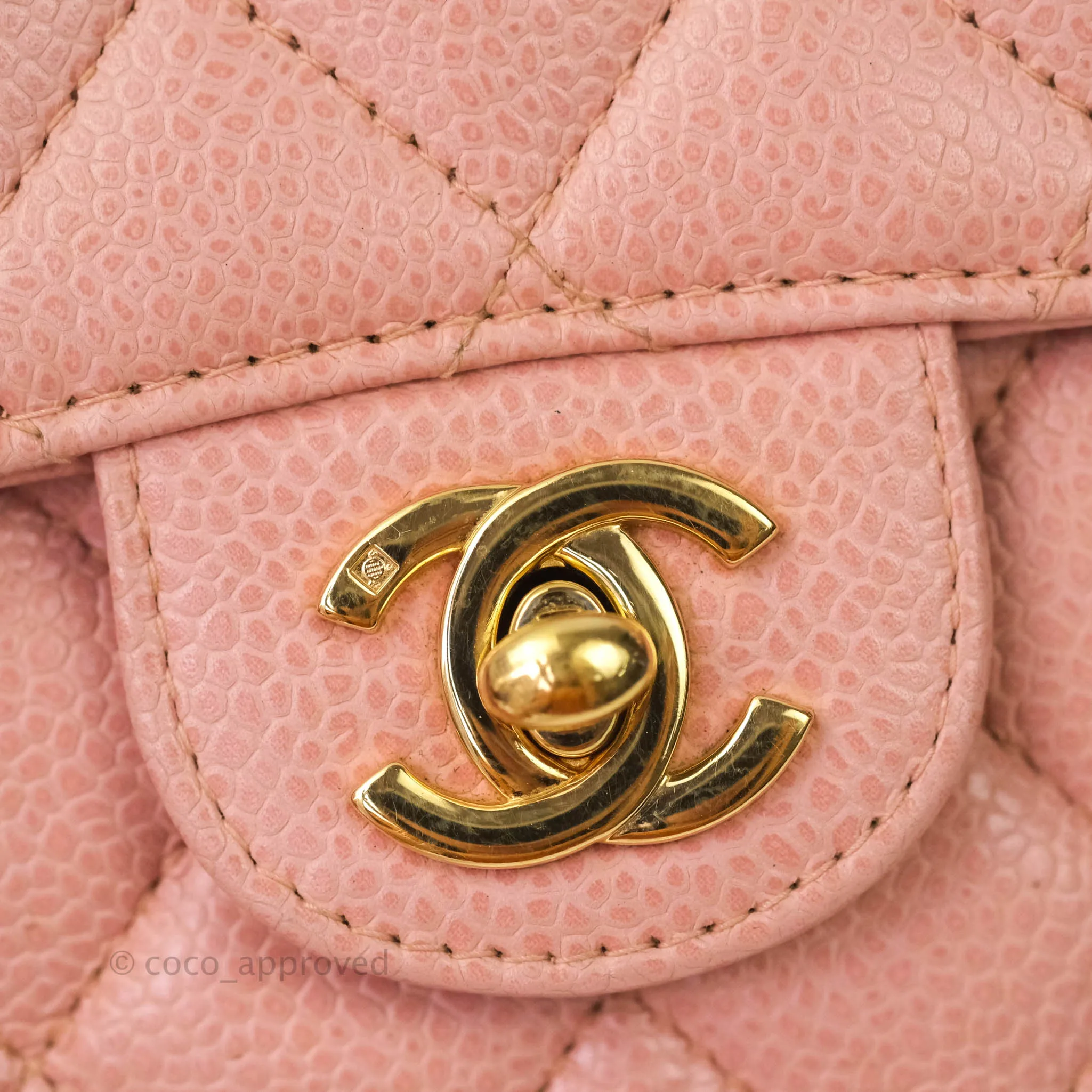 Chanel Quilted Vintage Mini Square Flap Pink Caviar 24K Gold Hardware