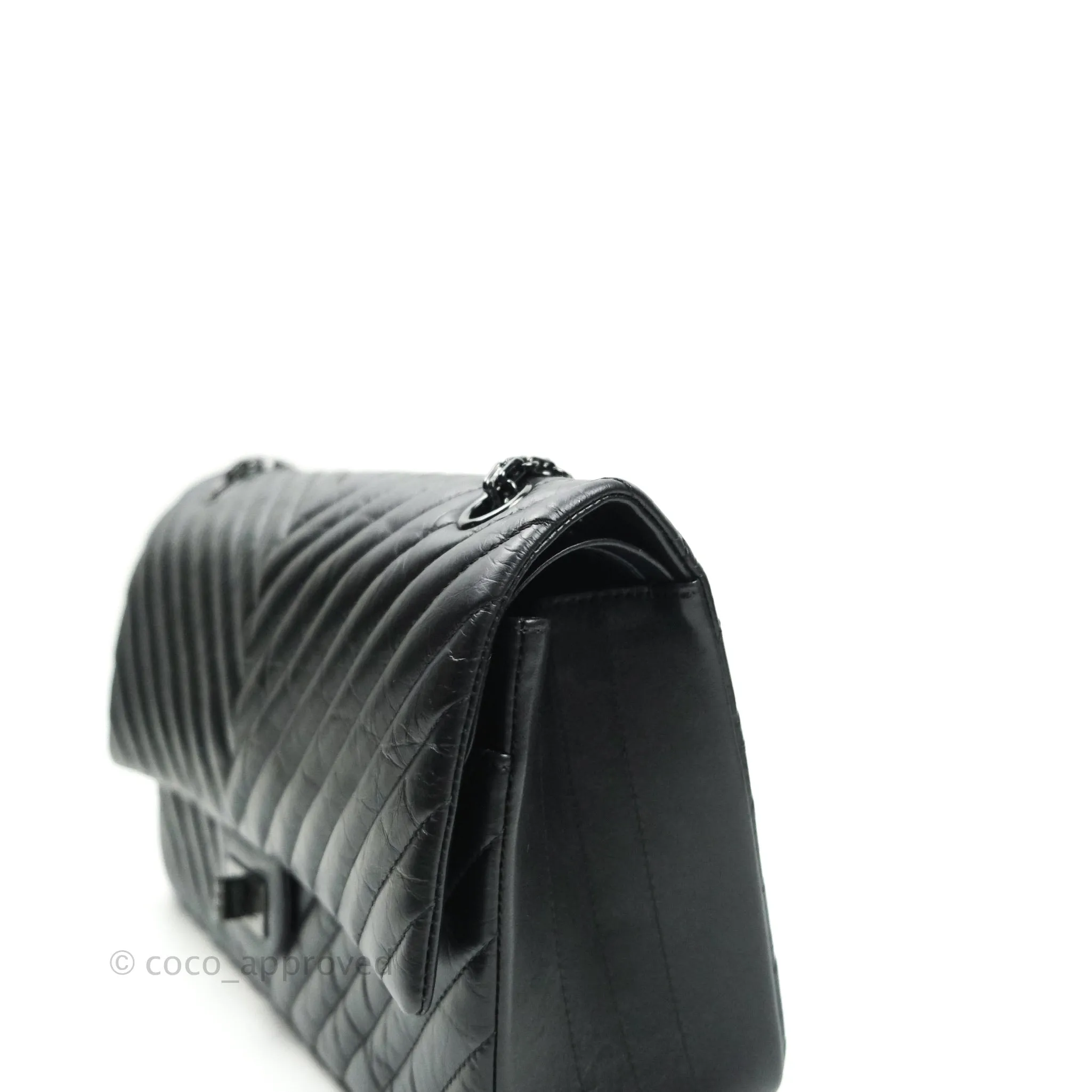 Chanel Reissue Chevron Aged Calfskin So Black Hardware 226