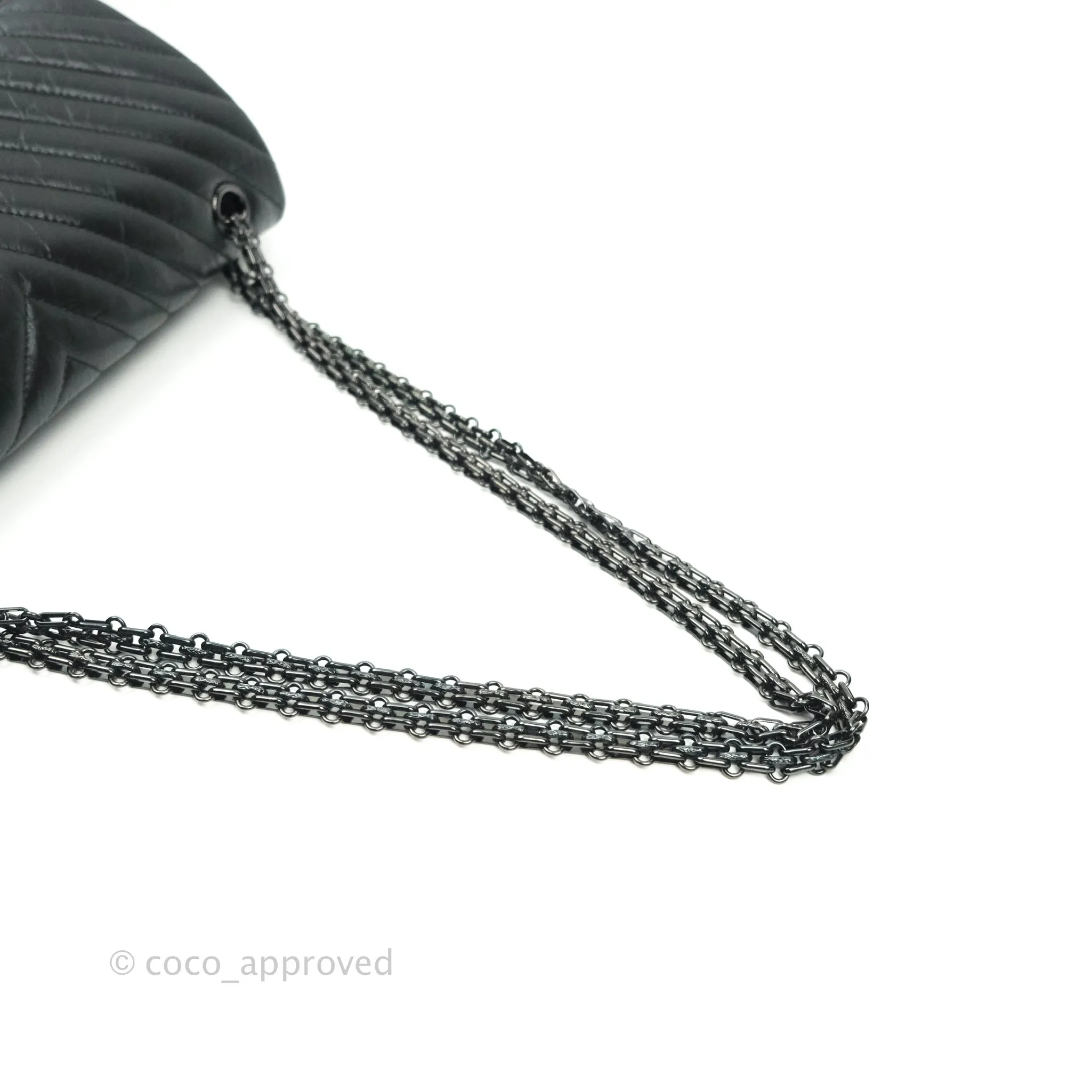 Chanel Reissue Chevron Aged Calfskin So Black Hardware 226