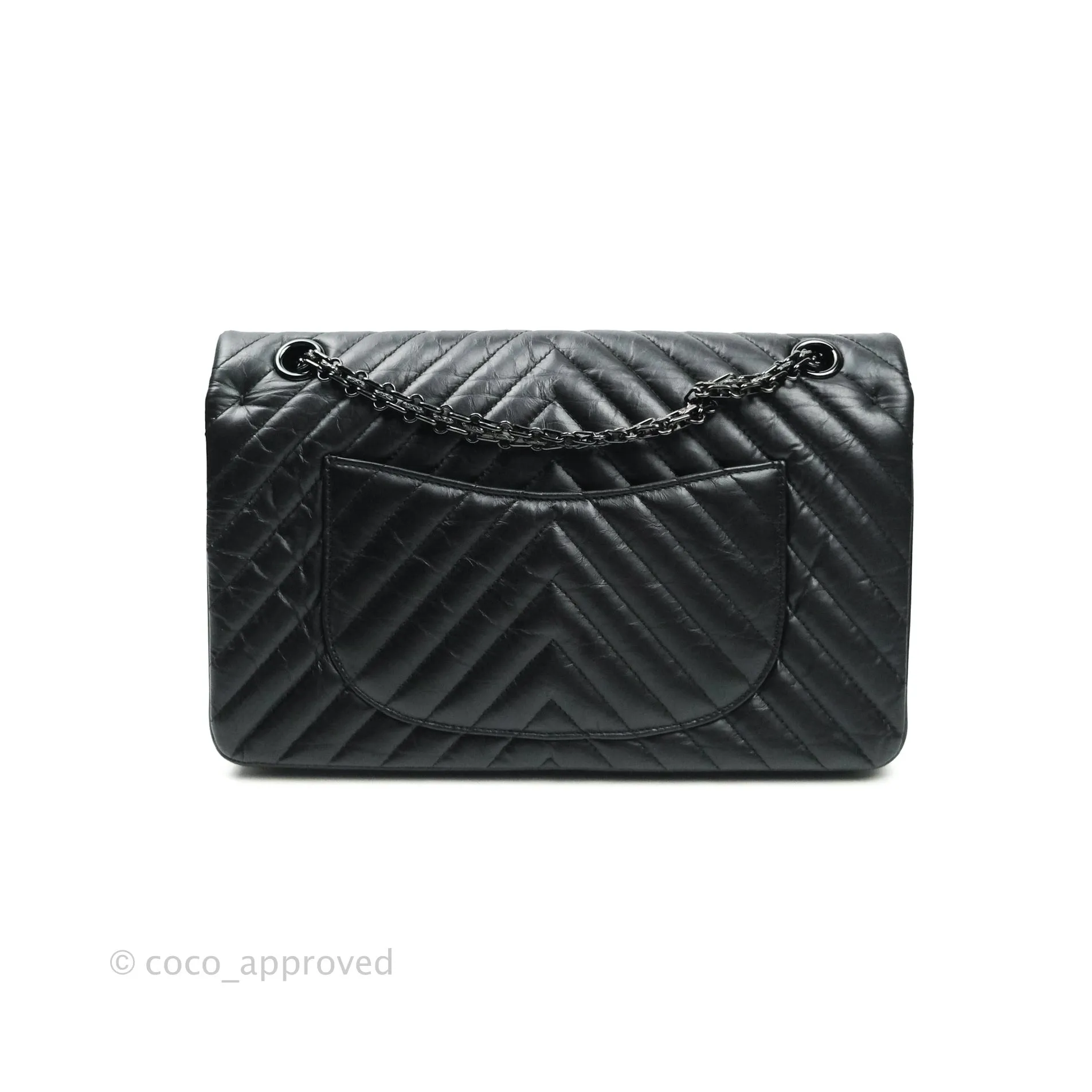 Chanel Reissue Chevron Aged Calfskin So Black Hardware 226