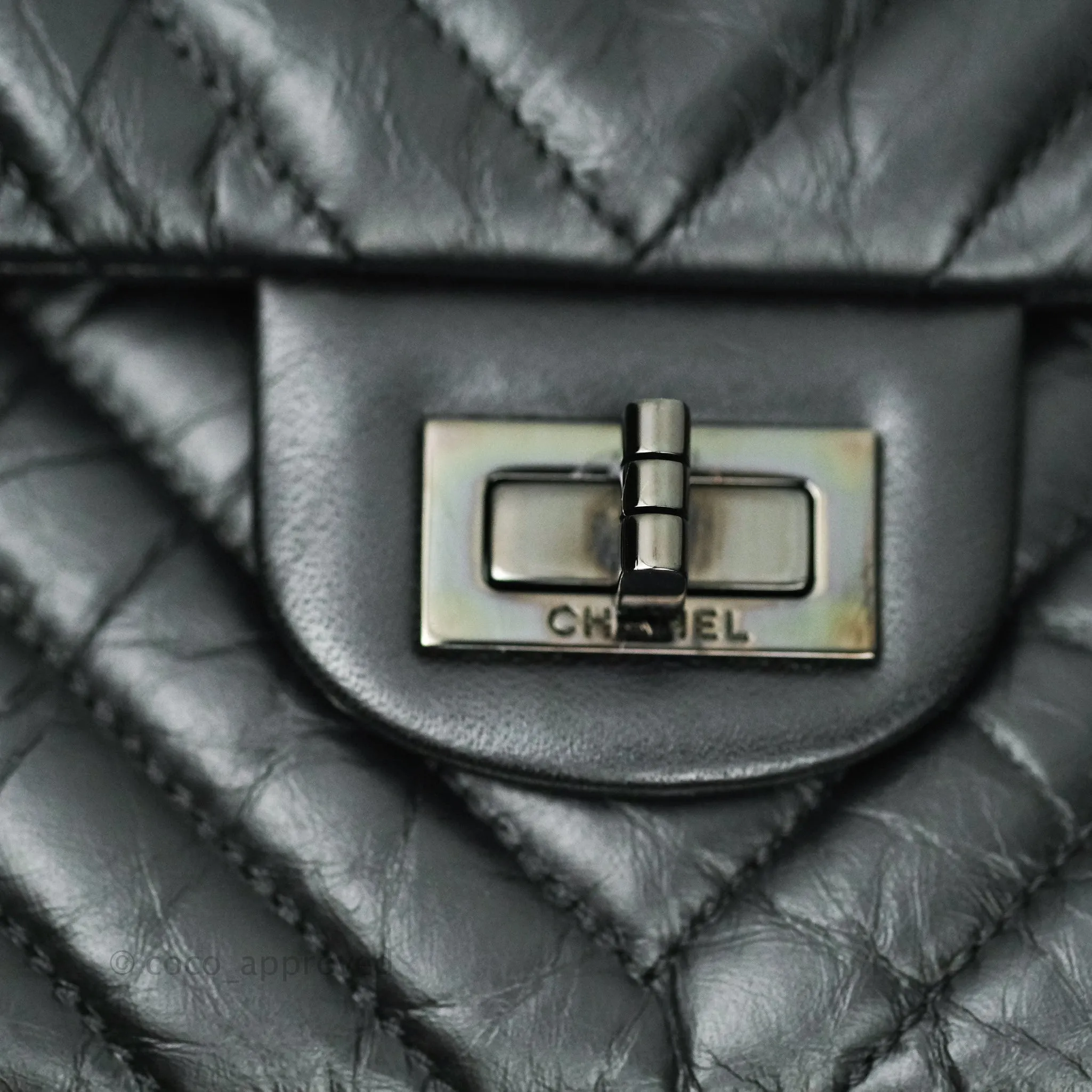 Chanel Reissue Chevron Aged Calfskin So Black Hardware 226