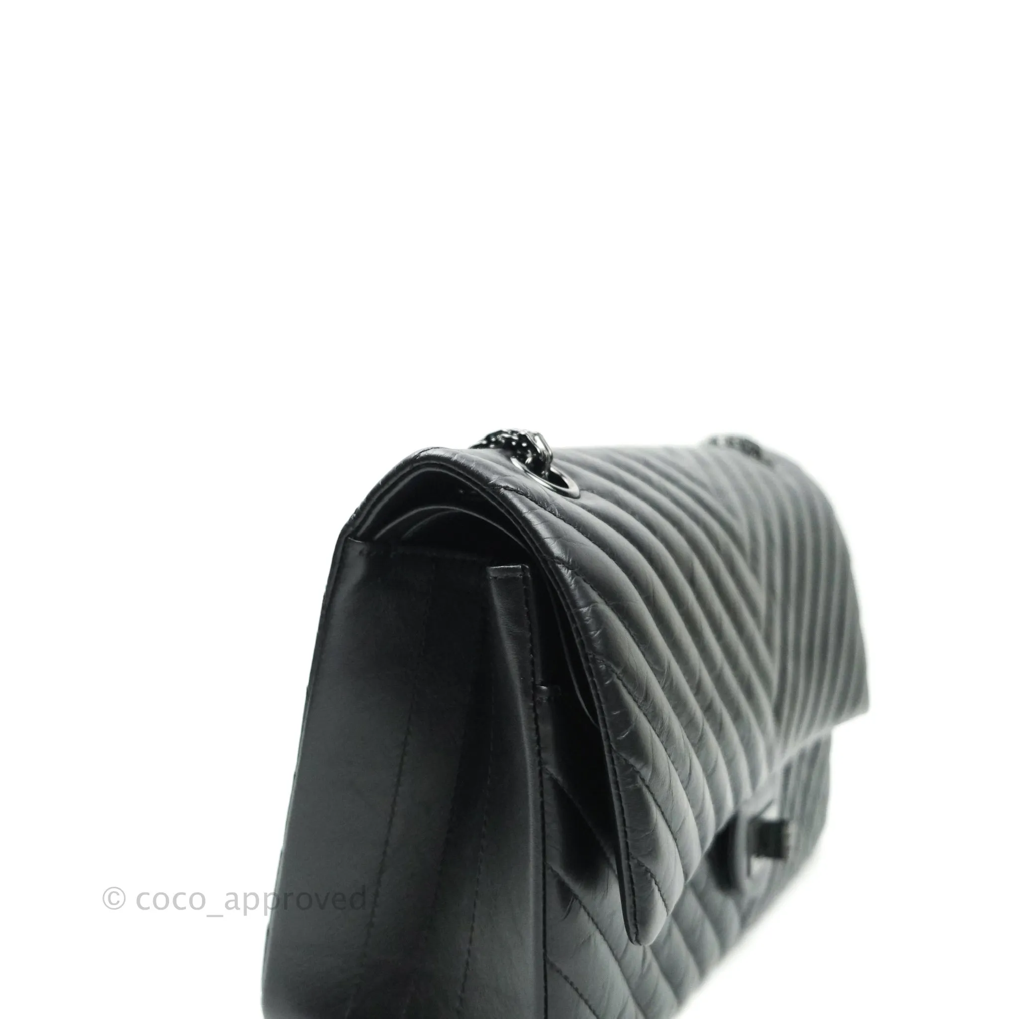 Chanel Reissue Chevron Aged Calfskin So Black Hardware 226