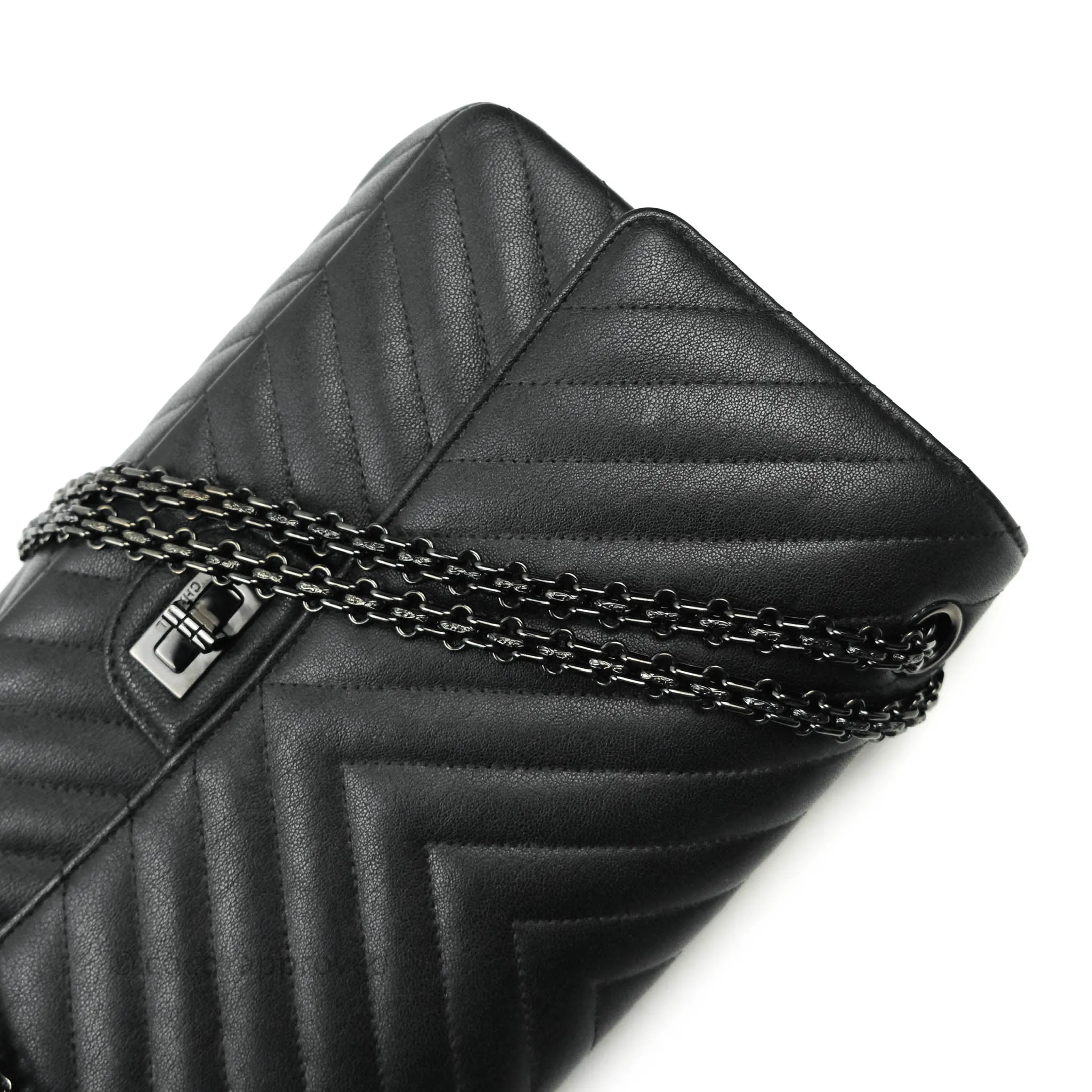 Chanel Reissue Chevron So Black Black Hardware 226