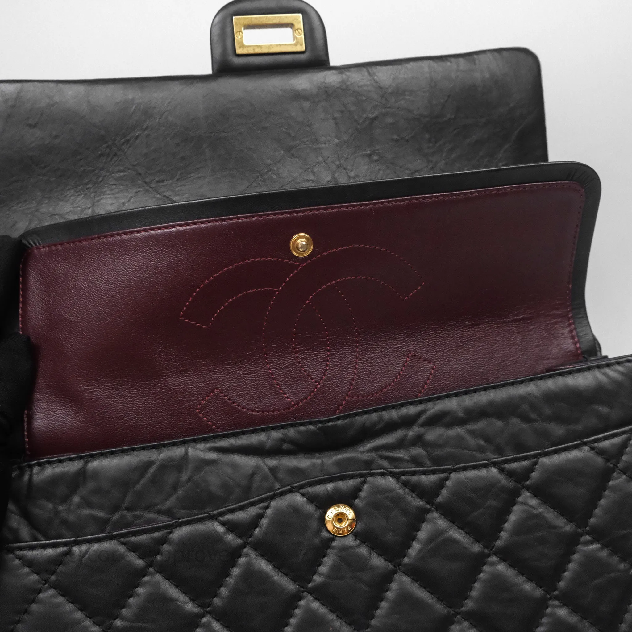 Chanel Reissue Quilted Aged Calfskin Black Gold Hardware 226