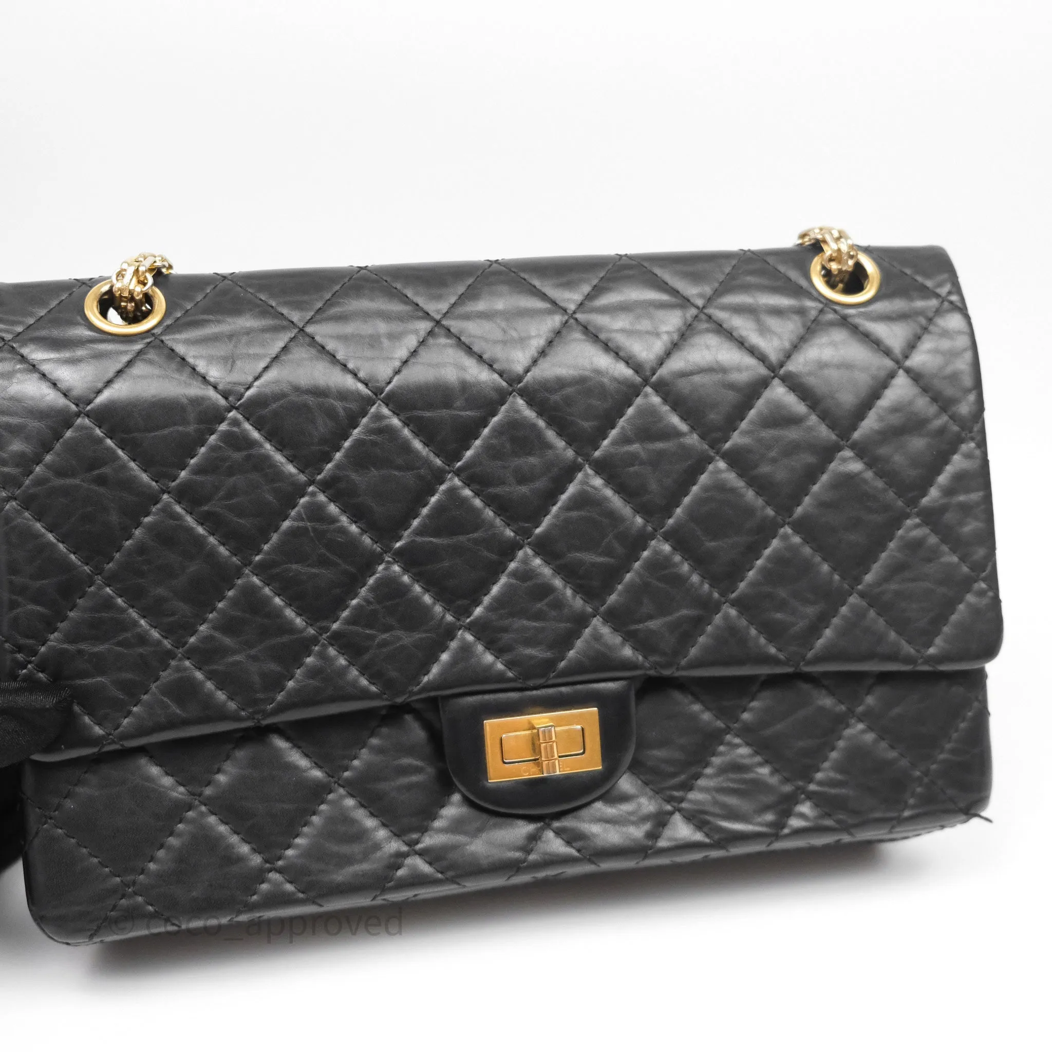 Chanel Reissue Quilted Aged Calfskin Black Gold Hardware 226